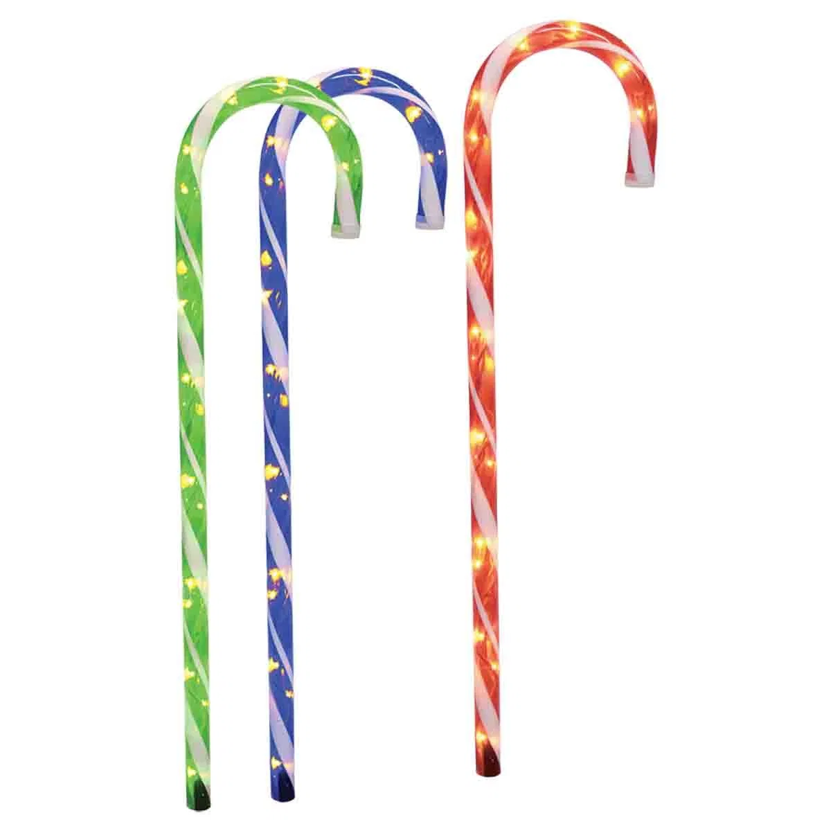 Quality 3pc 71.12CM Candy Cane Stake With 50 Outdoor Light Crafted