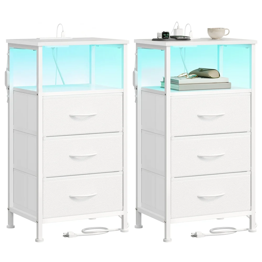 High-End SONGMICS Smart bedside table with charging station and app controlled led lights Relaxed