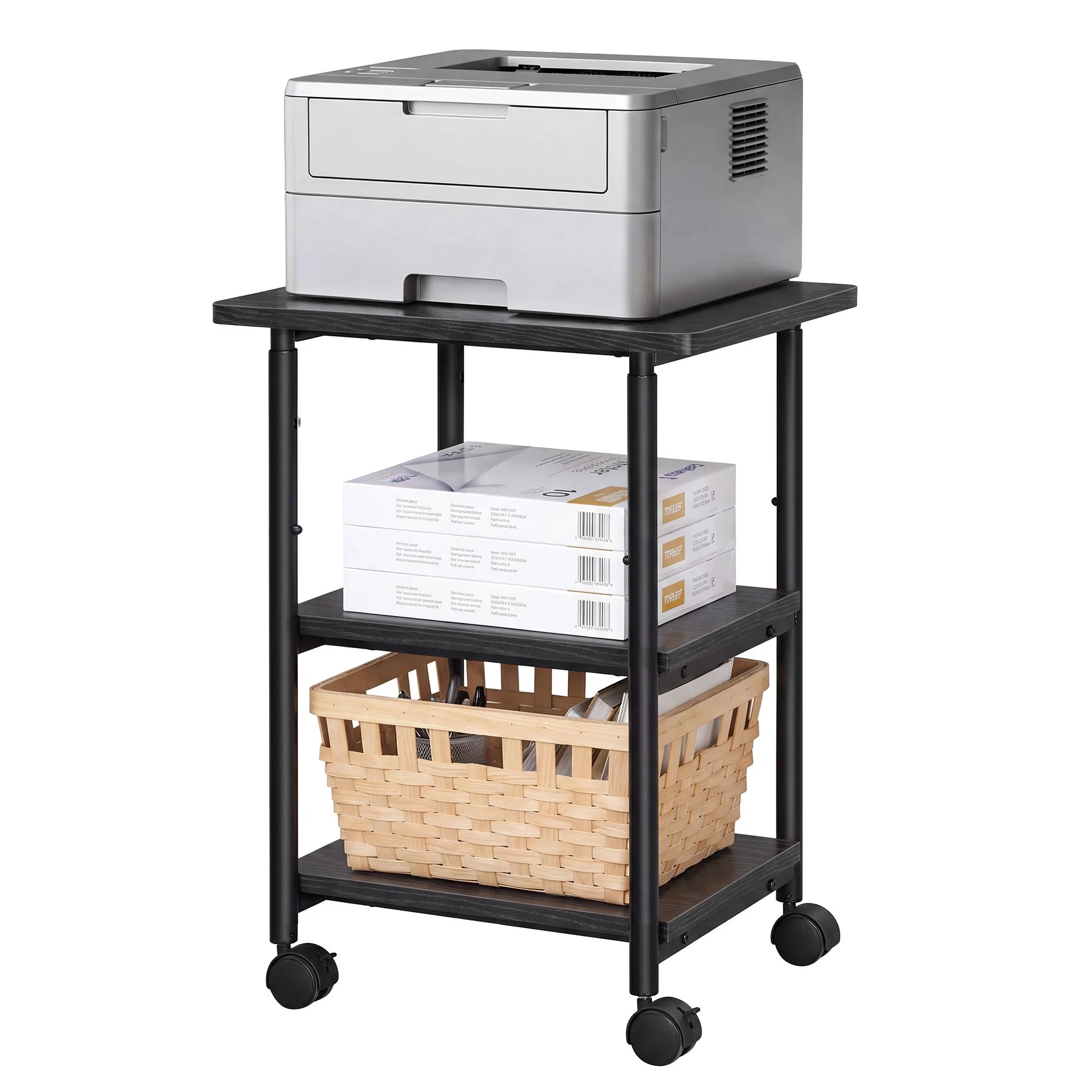 First-Class SONGMICS HOME SONGMICS HOME 3-Tier Printer Stand with Locking Wheels Printer Table Industrial Under Desk Mobile Cart for Home Office Storage Shelf Unique