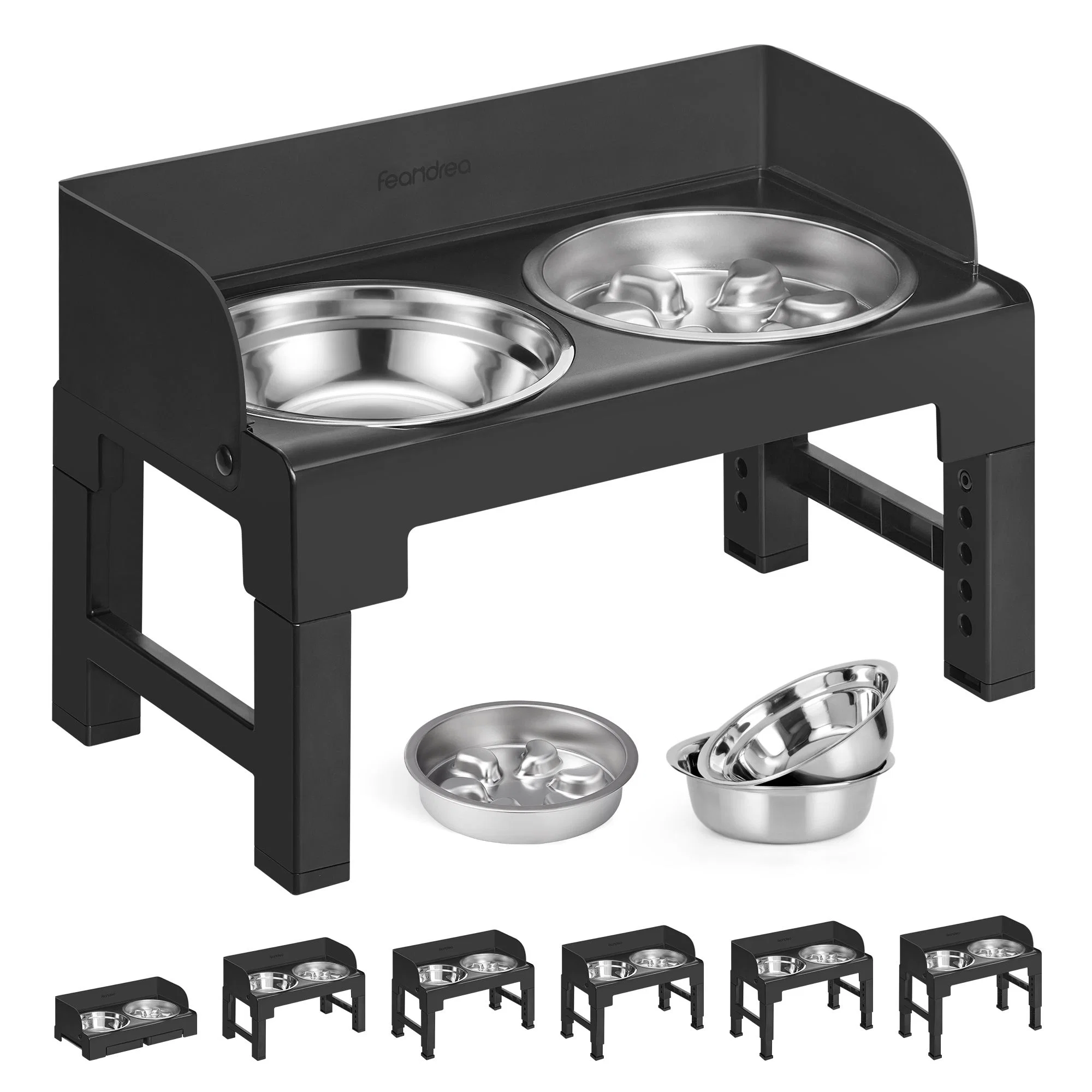 Optimized Feandrea Feandrea Dog Bowls d Adjustable Height Tilted Design Raised Stand 1 Slow Feeder Two 304 Stainless Steel Bowls Fine