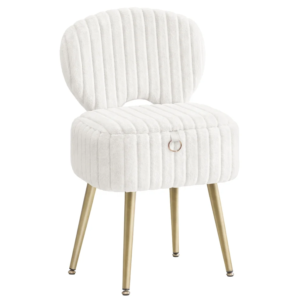 Powerful SONGMICS Small Vanity Chair with Storage u0026 Folding Backrest Soft