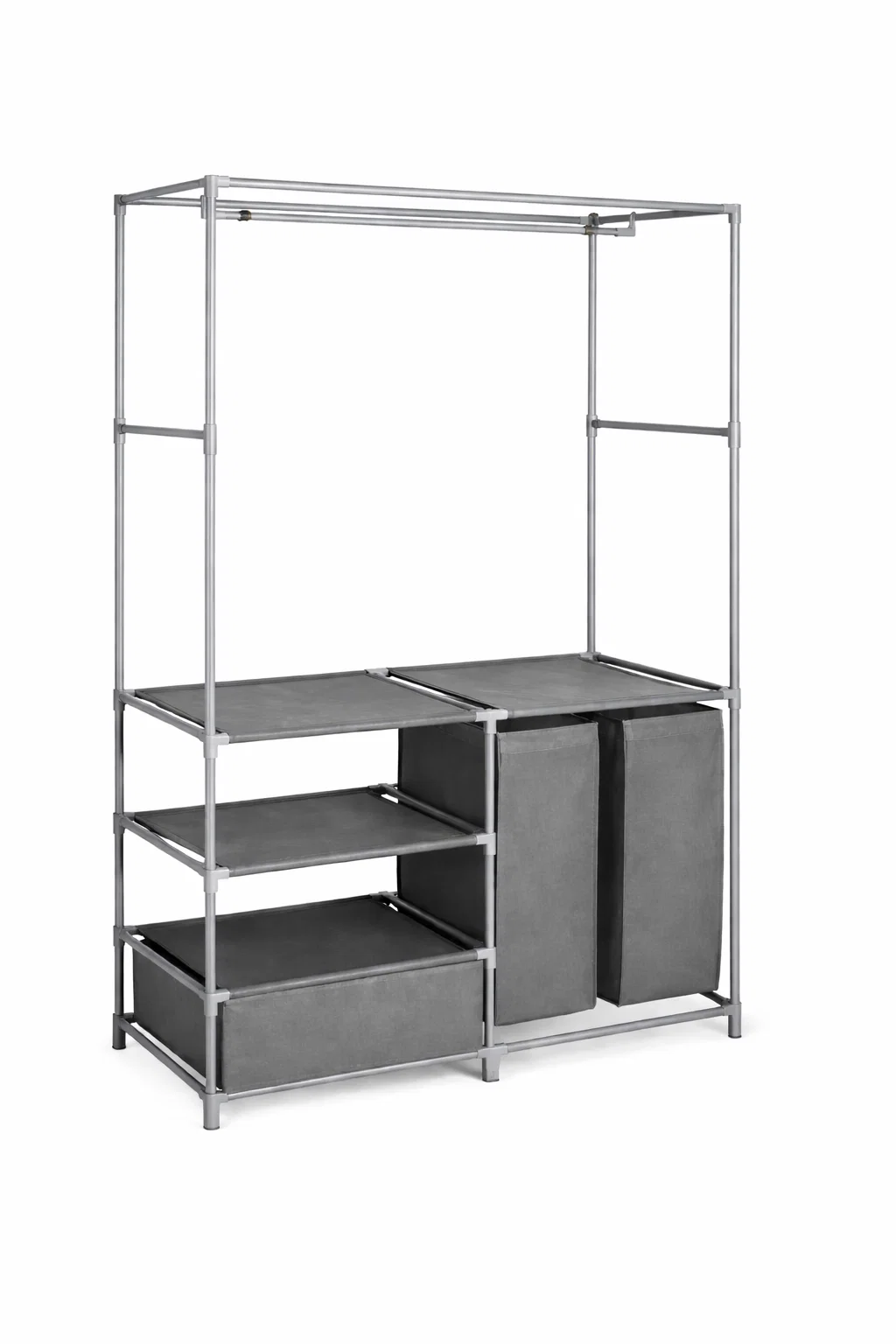 Fine Multi-Function Garment Rack with Shelves Laundry Bags Breathable
