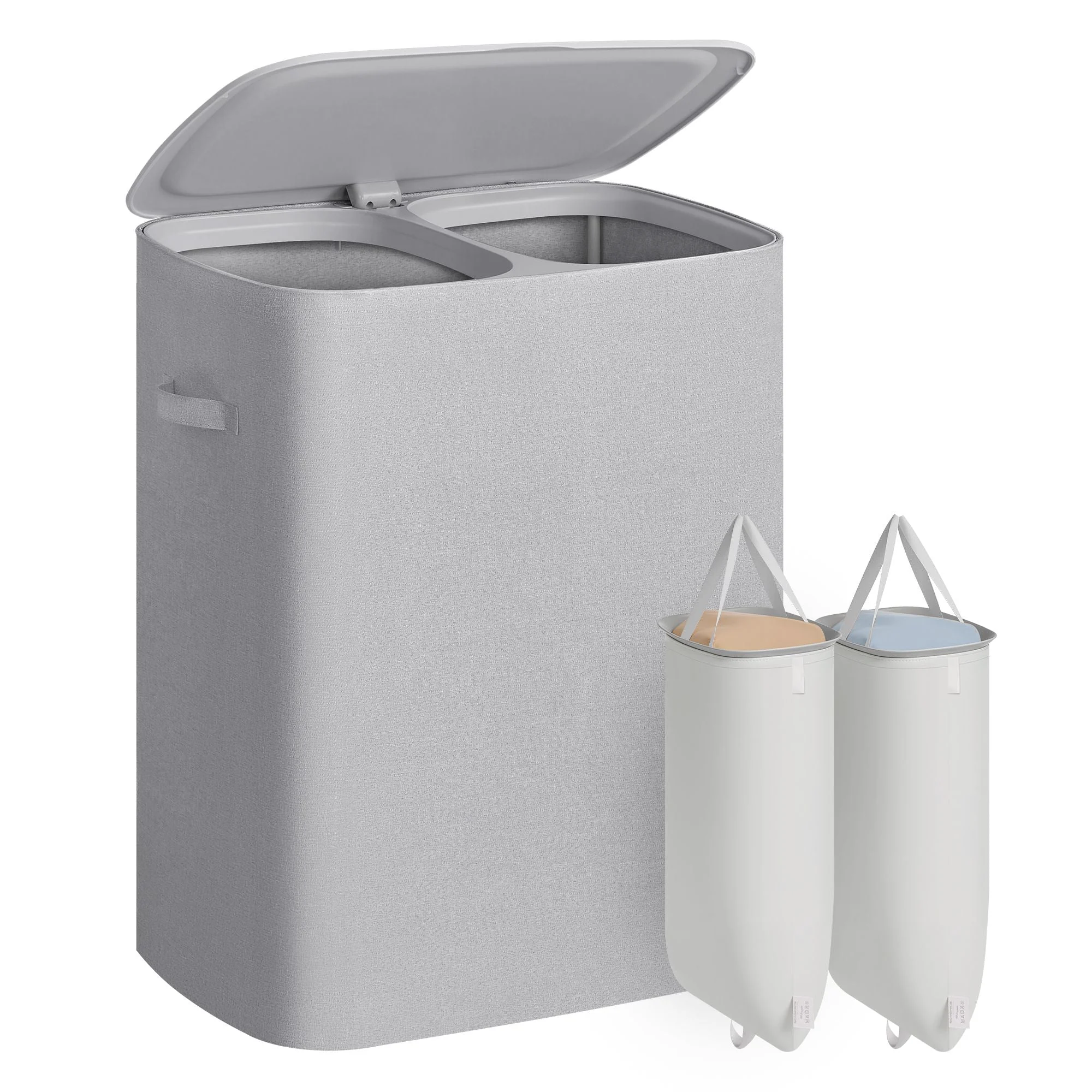 Fine SONGMICS SONGMICS Laundry Basket with Lid 42.2 Gallons 2-Compartment Laundry Hamper with Handle Removable Liner Easy Assembly 22 x 15.7 x 27.5 Inches Trendy