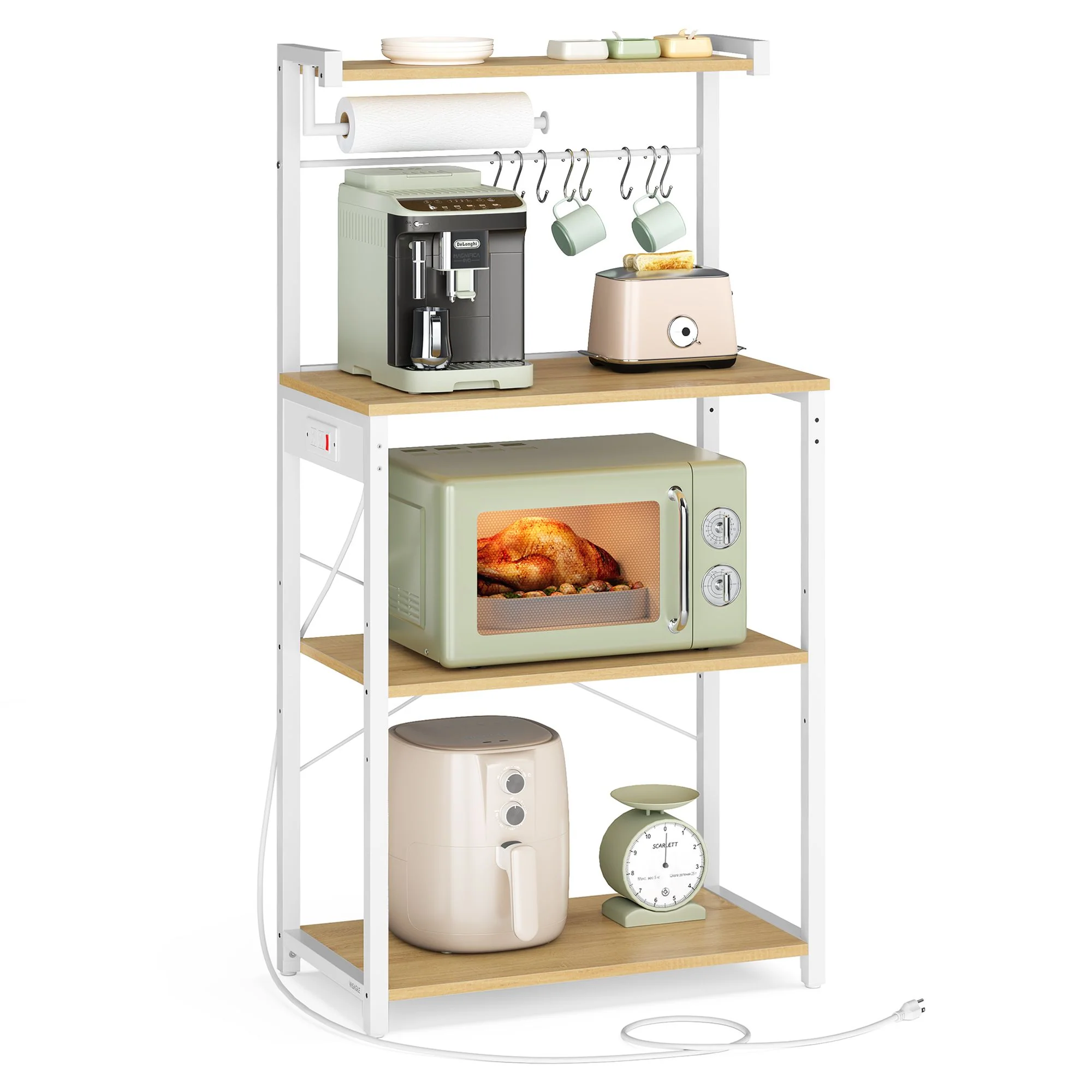 Responsible VASAGLE VASAGLE BARNET Collection - Kitchen Bakers Rack with Power Outlet Pure