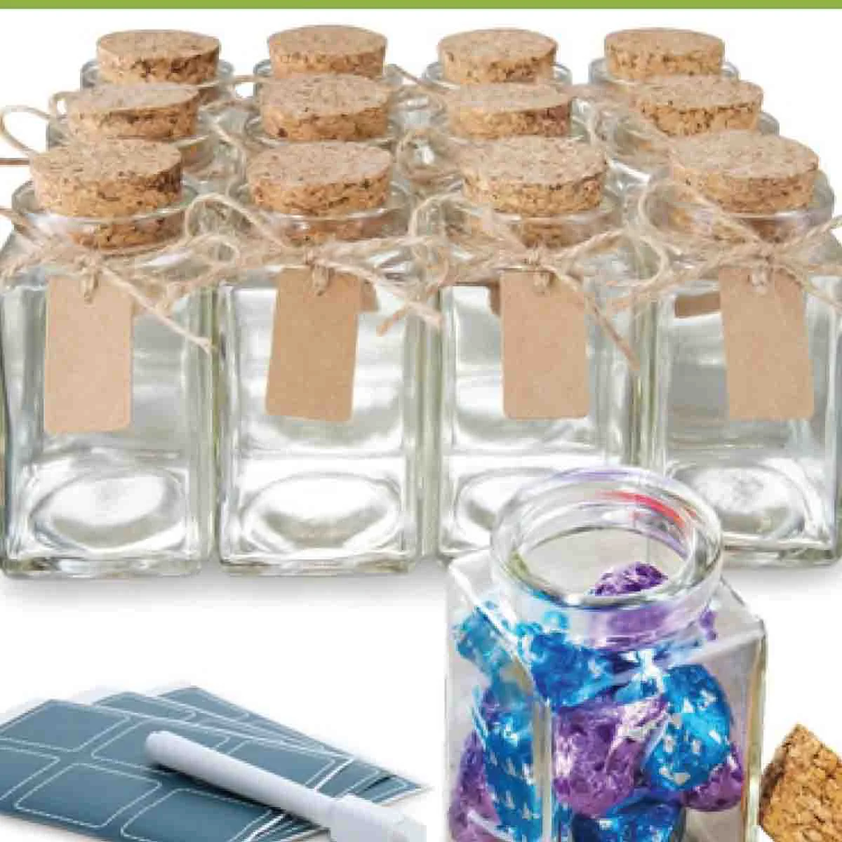 Recyclable Set 12 Glass Jars With Cork Lid Exclusive