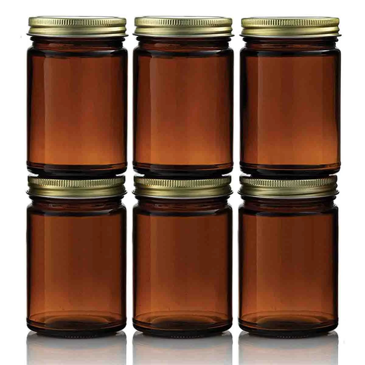 Sophisticated A La Cuisine - Paksh Set 6 Amber Glass Jars Verified