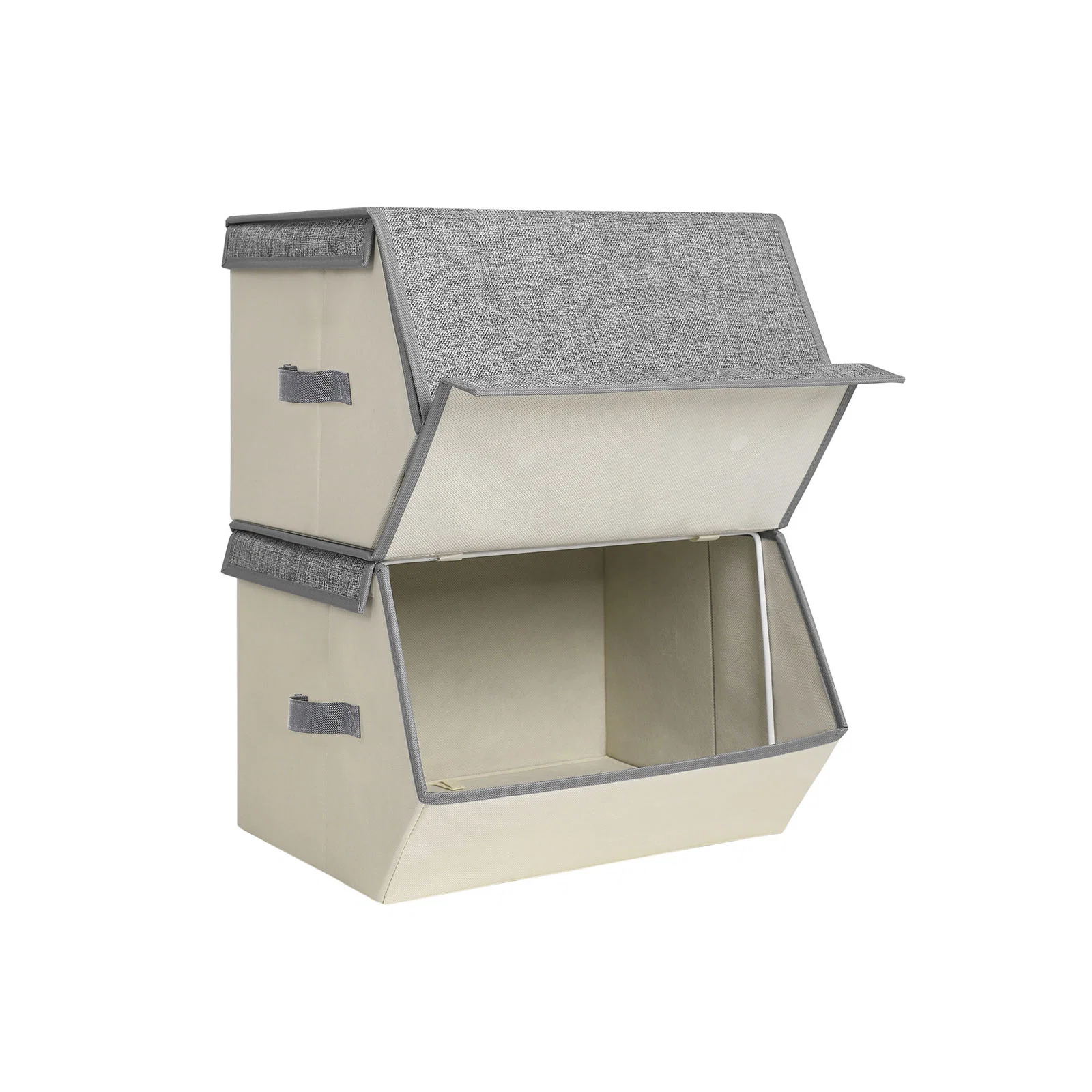 Efficient SONGMICS HOME SONGMICS HOME Stackable Storage Bins Fabric Storage Boxes with Lids Stackable Storage Cubes with Magnetic Closures a Semi-Open Front Lid Can Stay Open after Stacked up Set of 2 Gray Soft