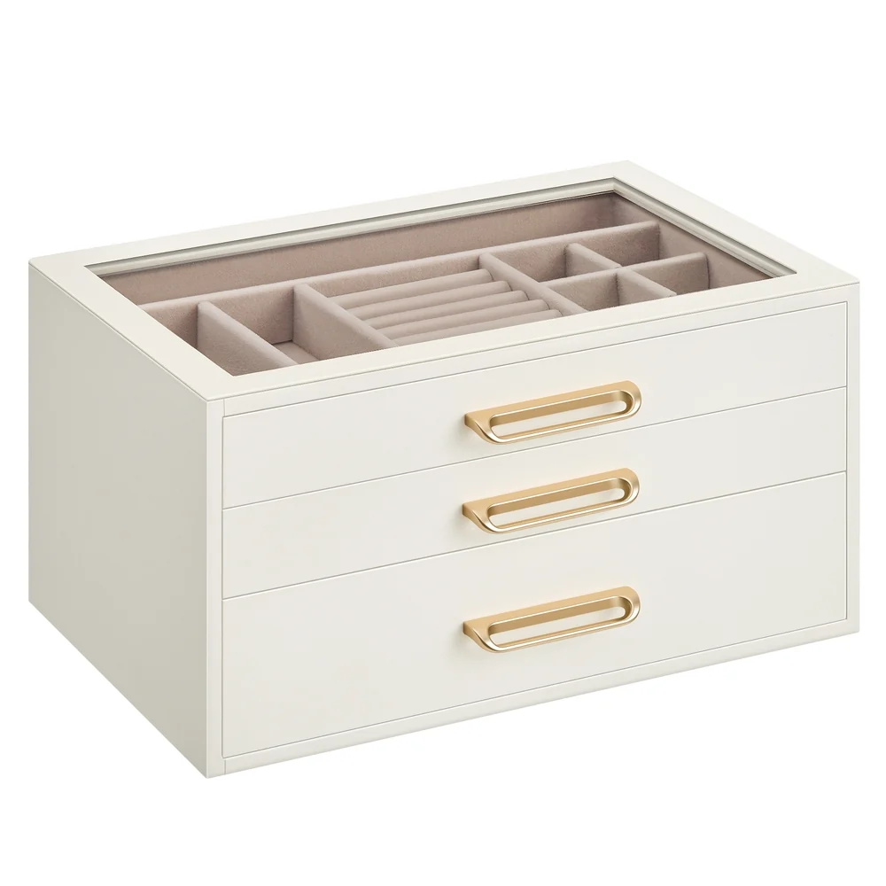 Exceptional SONGMICS SONGMICS 3-Layer Jewelry Box with Glass Window Sustainable