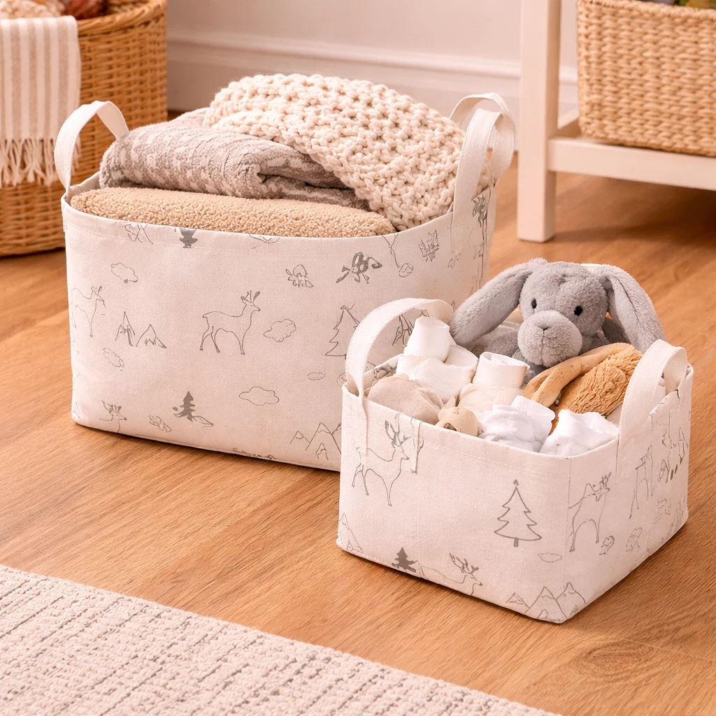 Clean Lauren Taylor-Rectangular Canvas Wildlife Print Baskets 16 L x 12 W x 10 H Lightweight