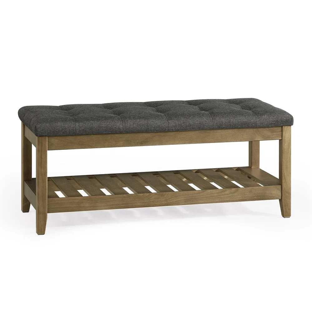 Detailed SONGMICS Storage Ottoman with Solid Wood Frame Dependable