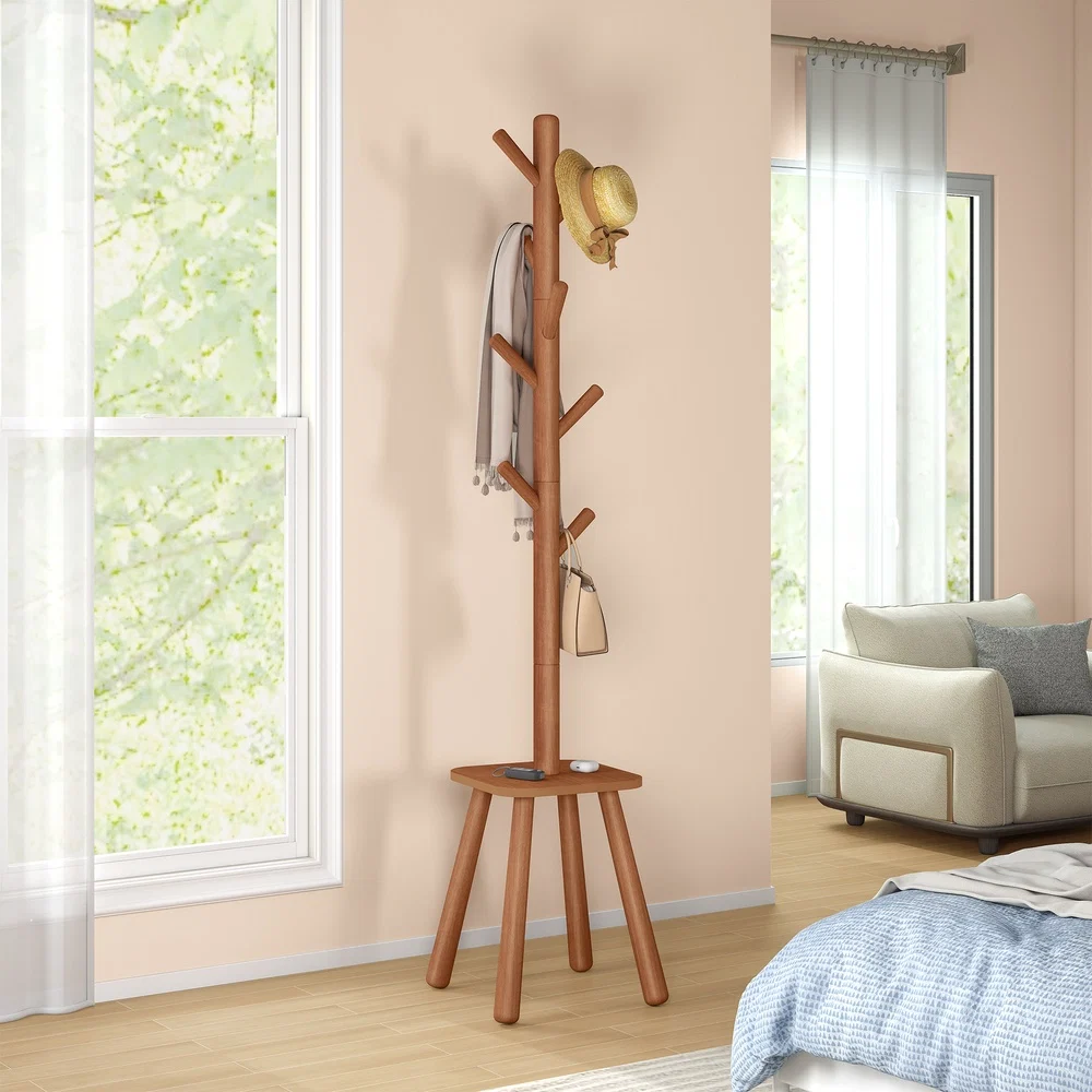 Authentic VASAGLE Tall standing coat rack with hooks and shelf for entryway Original Design
