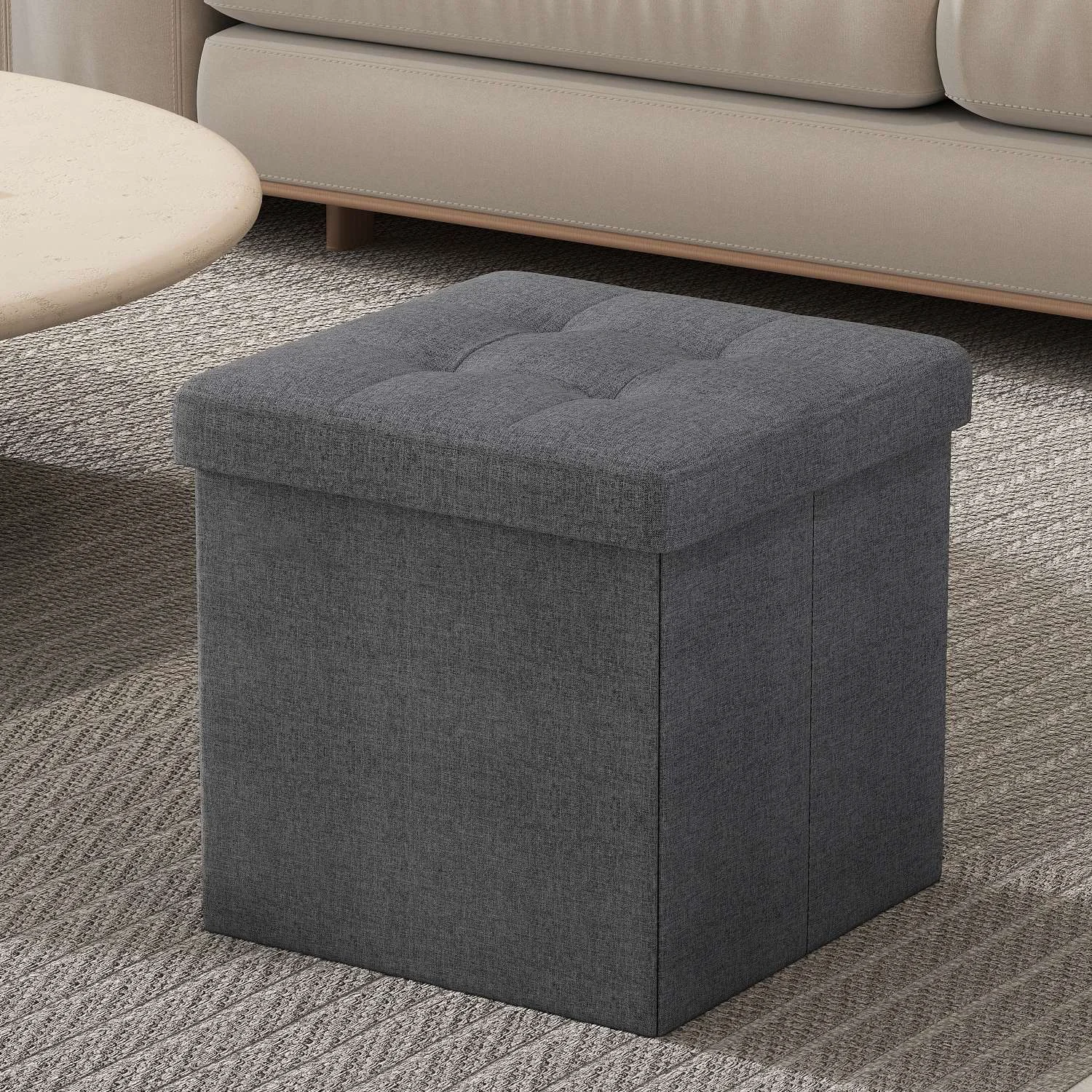Genuine SONGMICS Foldable Storage ottoman bench cube for living room and dorm Relaxed