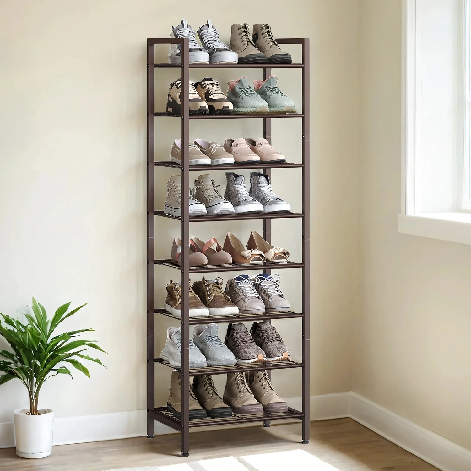 Easy-to-Use SONGMICS Tall metal shoe rack shelf for closet and small entryway spaces Exceptional