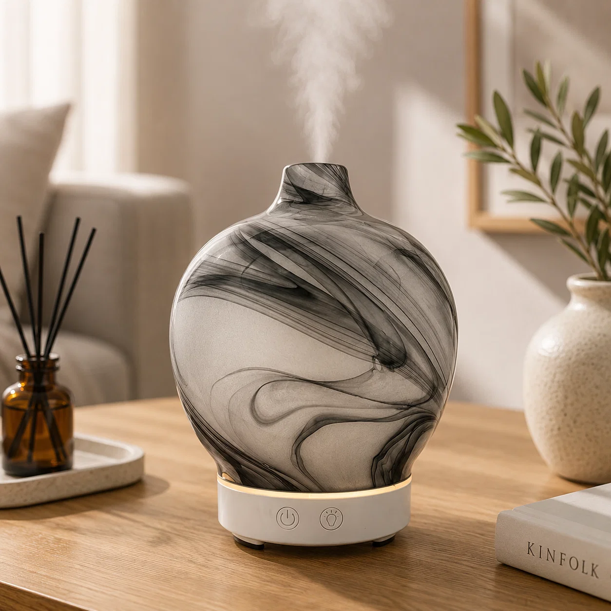 Classic Lauren Taylor- USB Glass marble diffuser grey-white 100 ml Convenient