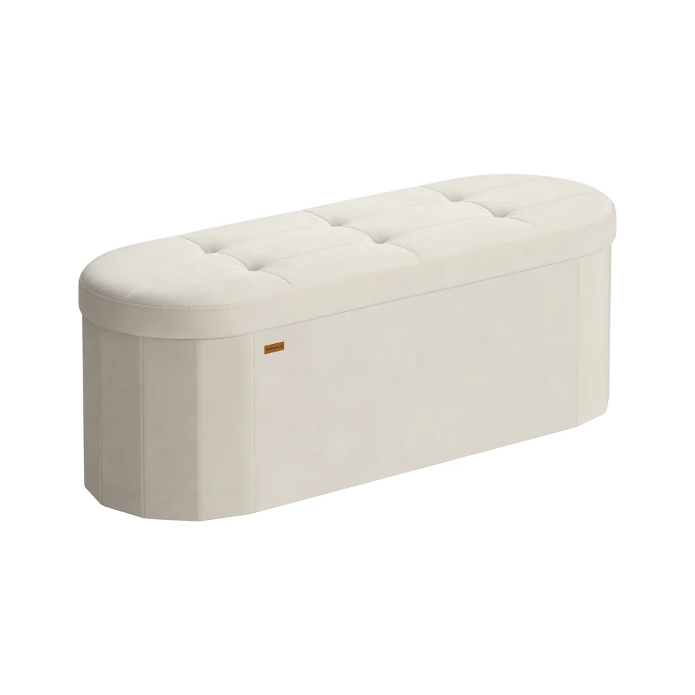 Safe SONGMICS MAZIE Collection - Oval Ottoman Bench with Hidden Storage Space and Velvet Fabric Fine Crafted