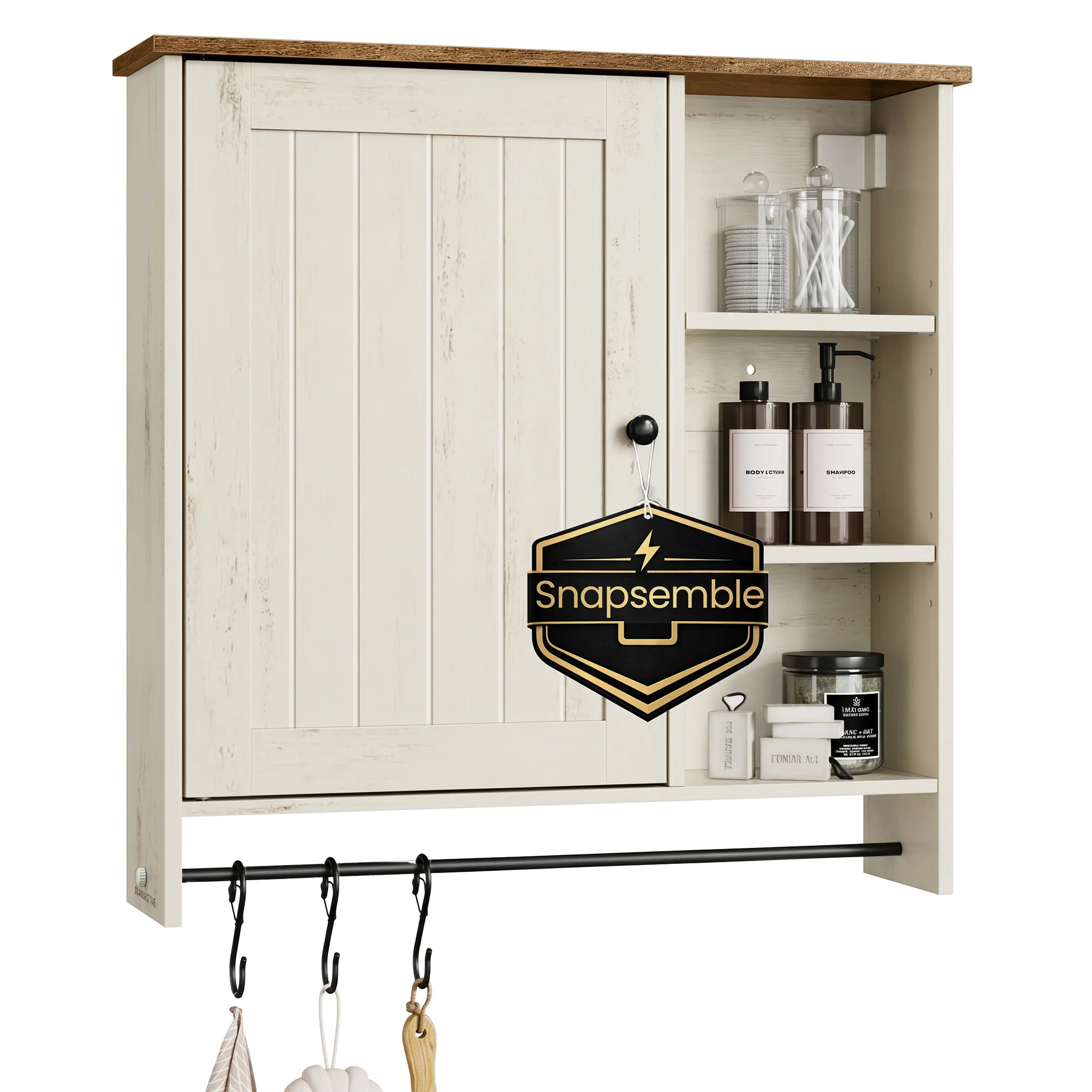 Carefully Designed SONGMICS HOME Wall mounted storage cabinet with adjustable shelves for bathroom Stylish
