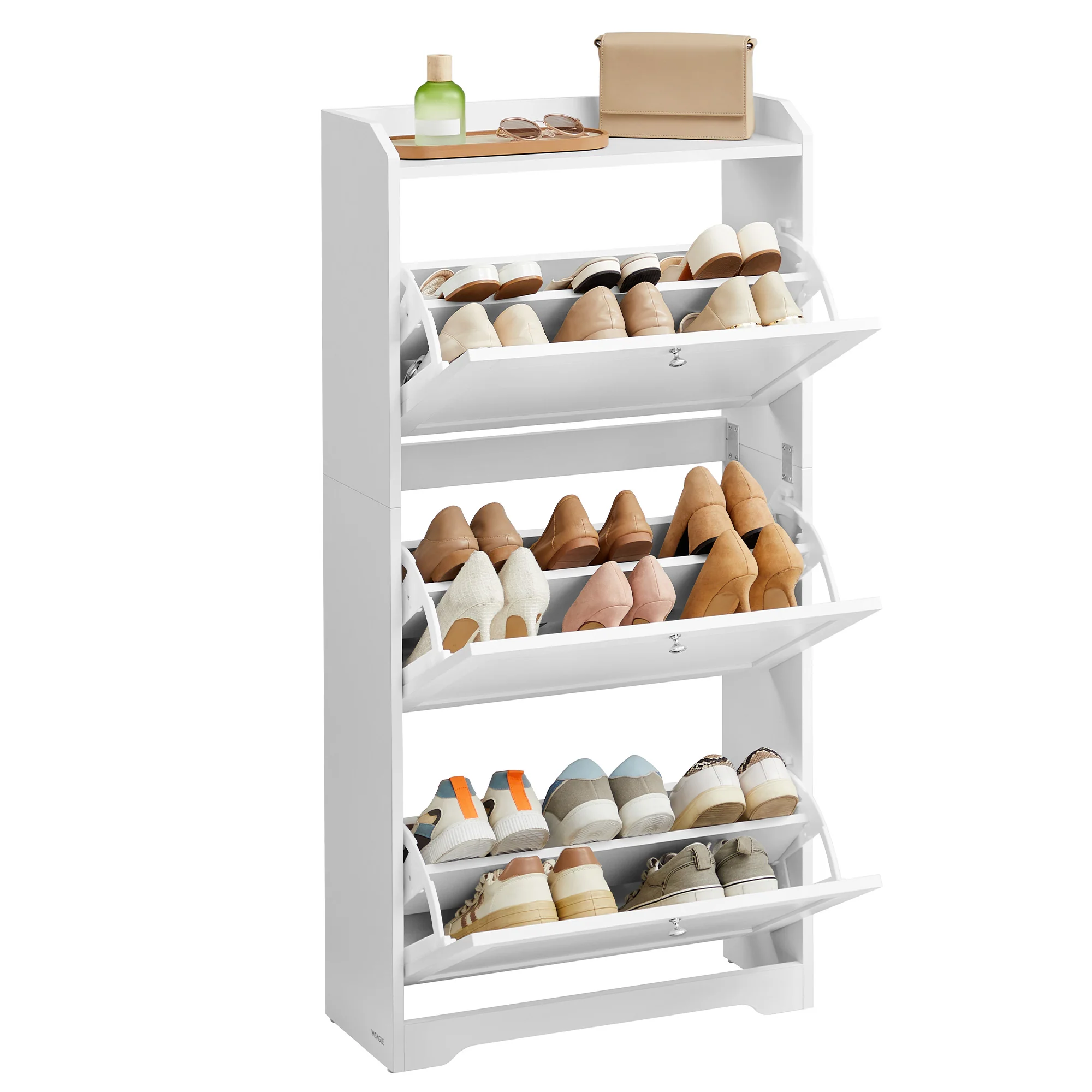 Contemporary VASAGLE Shoe cabinet with flip drawers and adjustable dividers Original