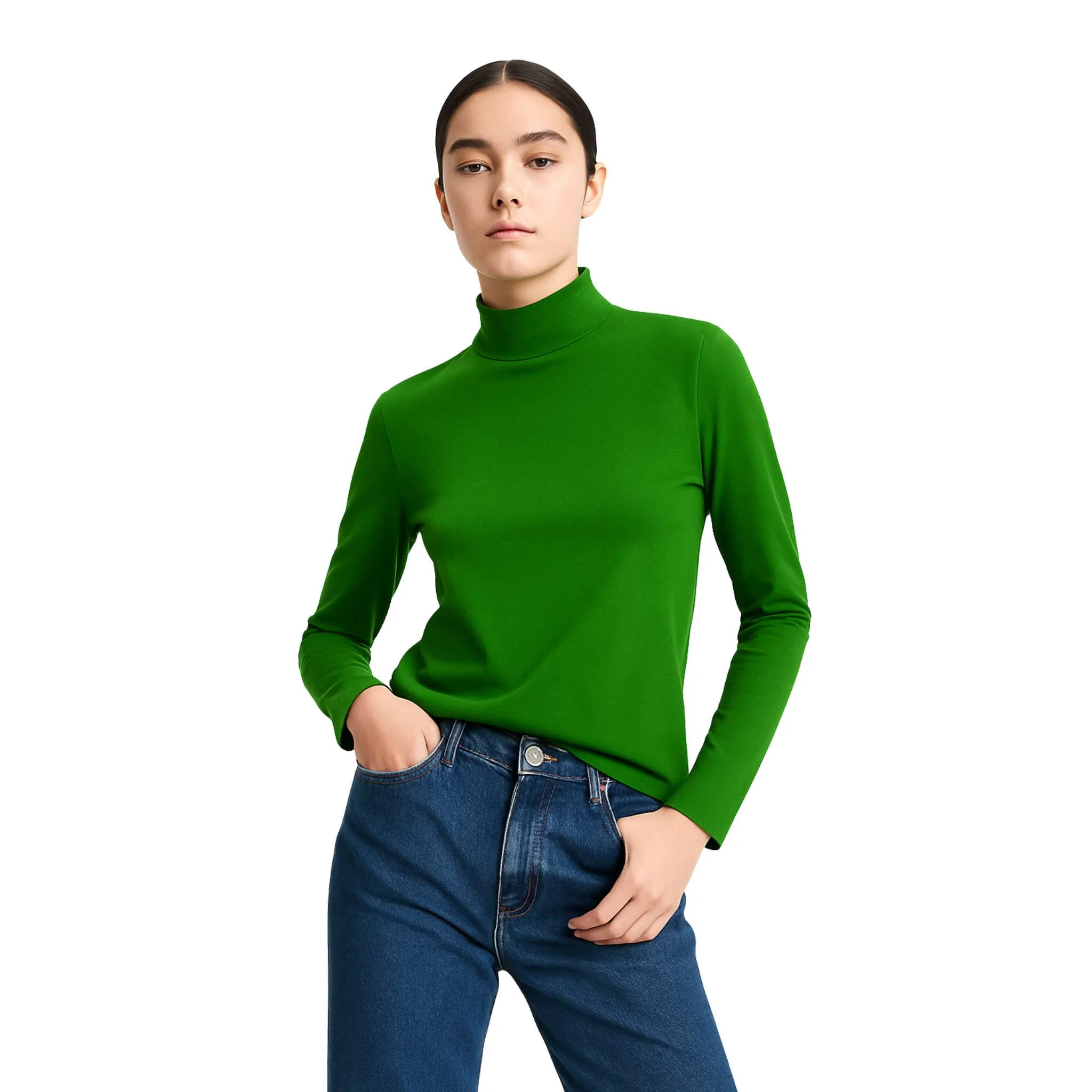 Premium Material Fitted Turtleneck Top First-Class