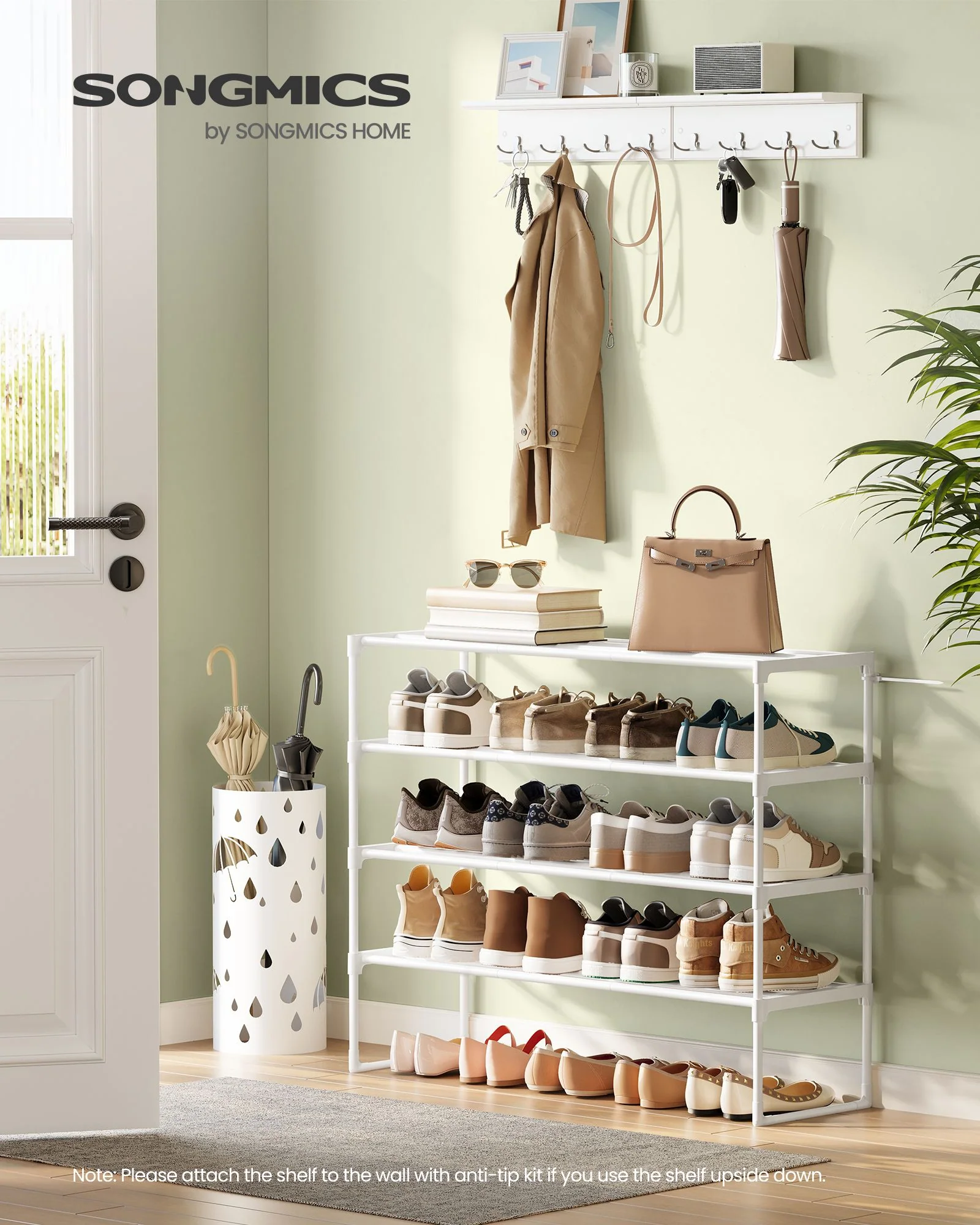 Clean SONGMICS SONGMICS Shoe Rack 4-Tier Shoe Organizer Metal Storage Shelf Upright or Upside Down High-Performance