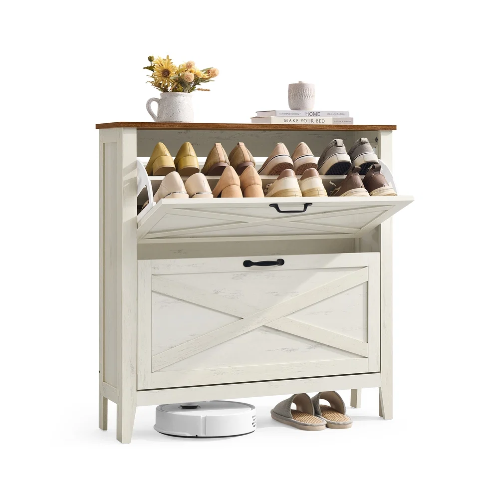 Reusable VASAGLE LIRY Collection - Shoe Storage Cabinet with Flip Drawers Fast