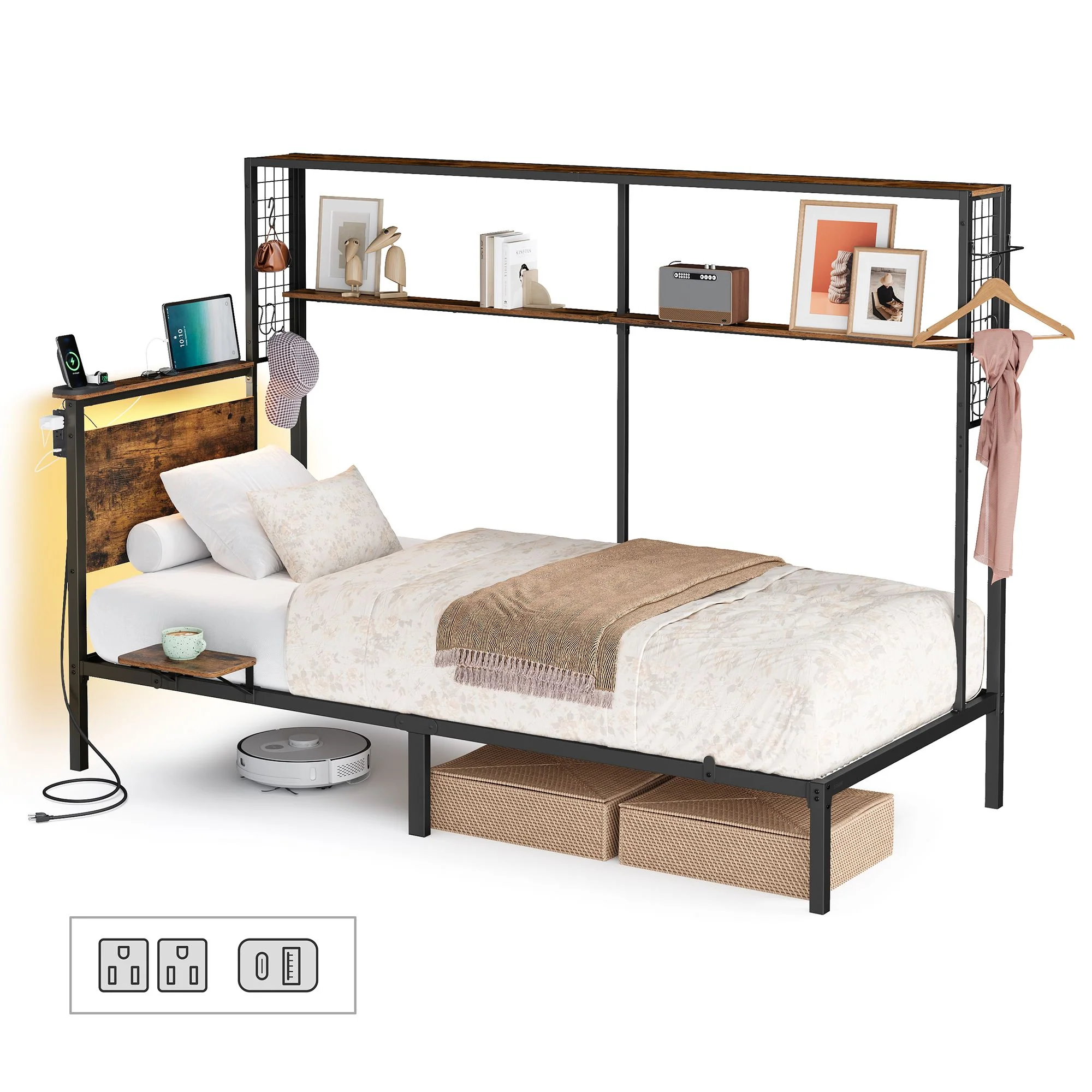 World-Class VASAGLE VASAGLE Twin Size Metal Bed Frame with Headboard Prestigious