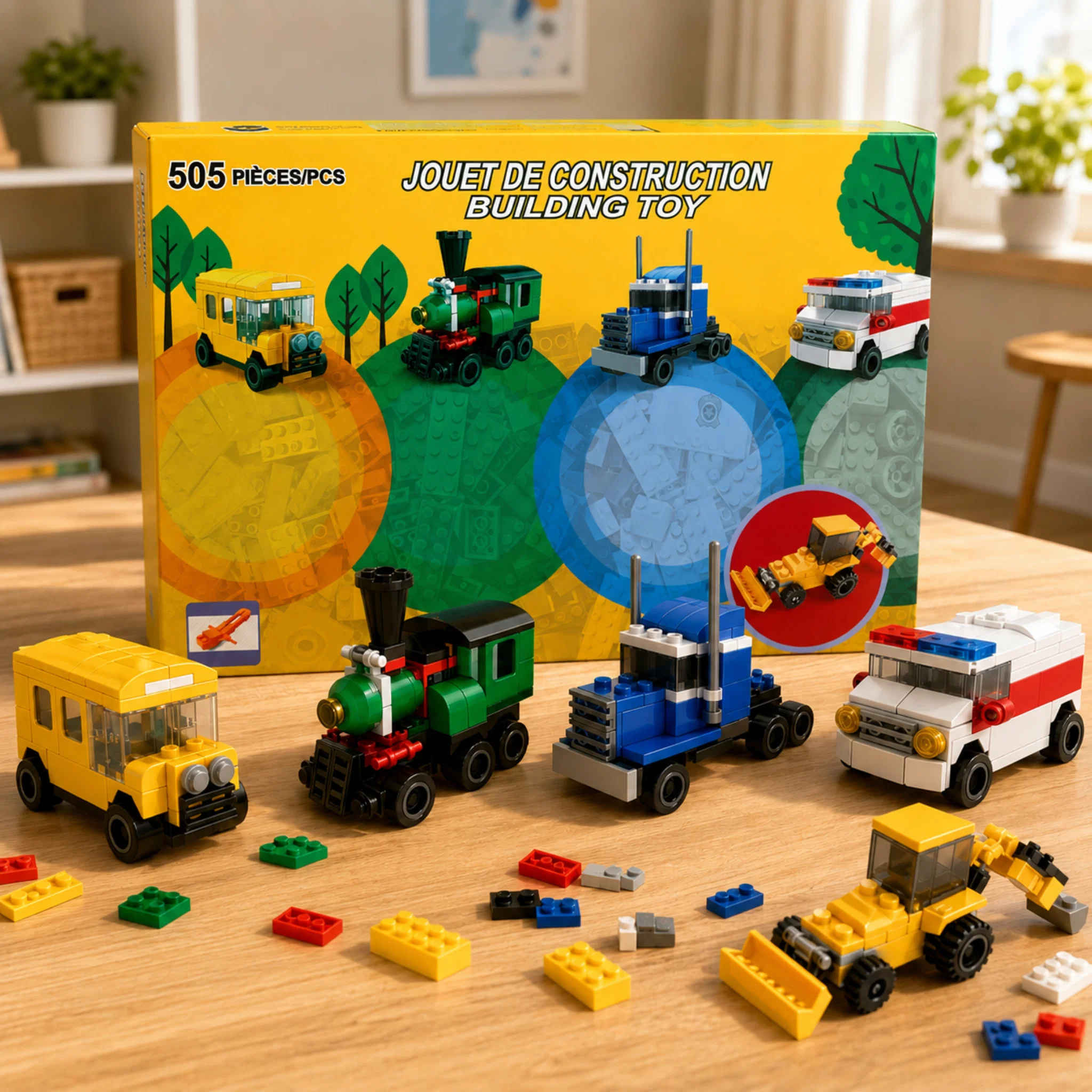 Expertly Made 505-Piece Assorted Building Blocks Set Secure