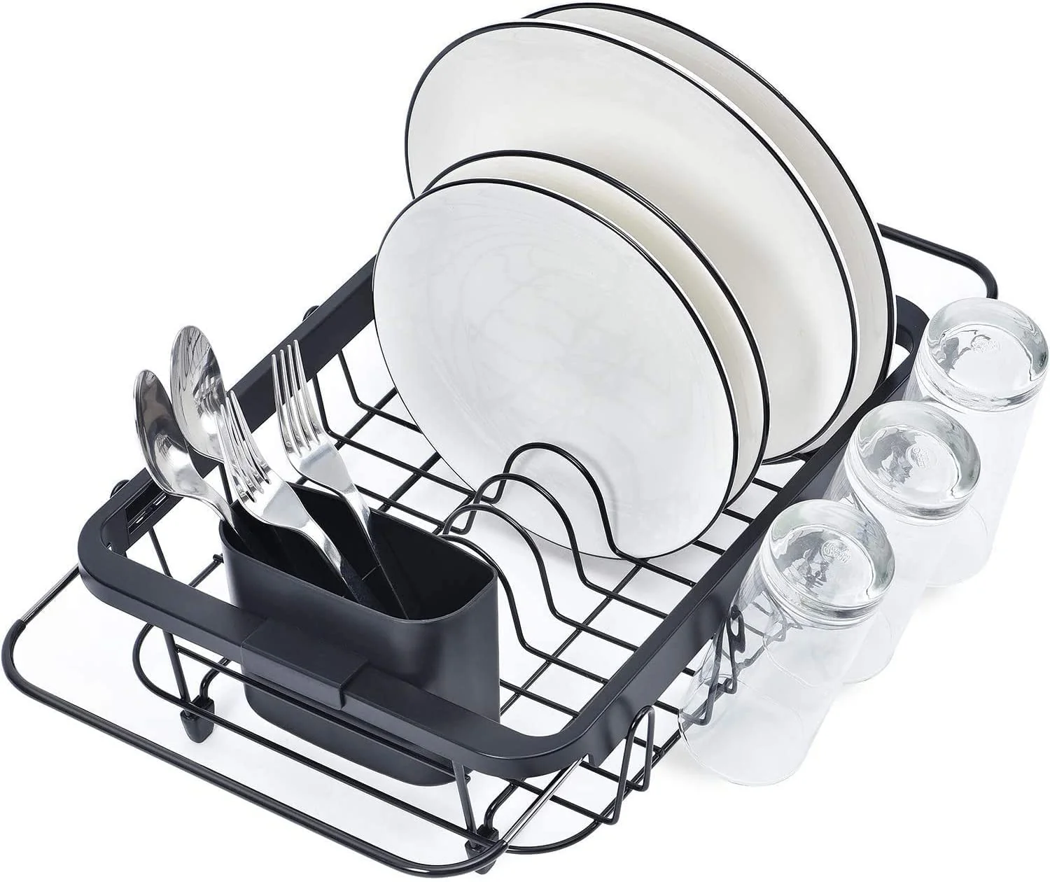 Contemporary KINGRACK Expandable Dish Drying Rack Over The Sink Adjustable Dish Rack in Sink Or On Counter Dish Drainer with Utensil Holder Rustproof for Kitchen WK112142 Enhanced