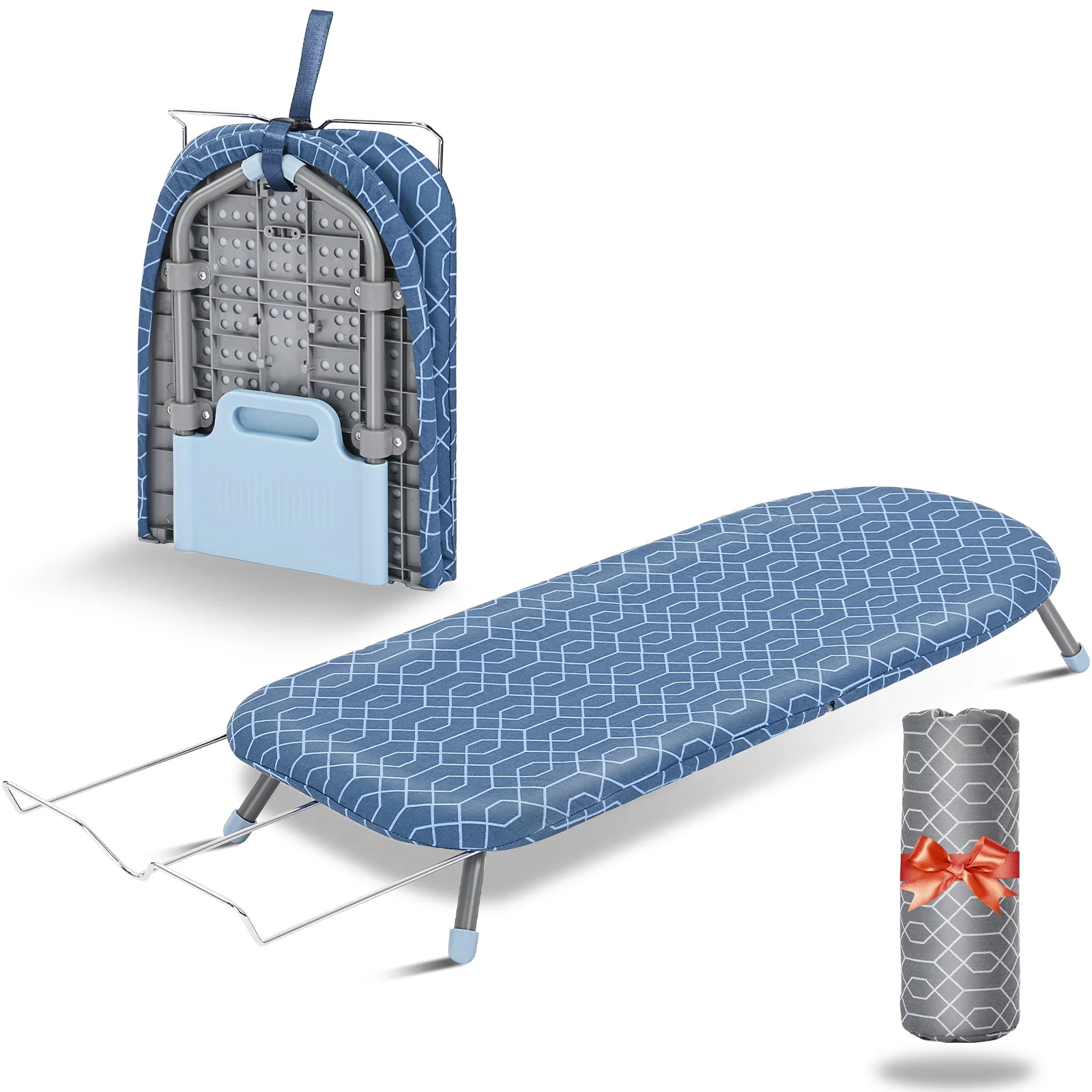 Enhanced KINGRACK Foldable Ironing Board with Iron Rest Tabletop Small Ironing Board with 2 Heat Resistant Ironing Cover Portable Tabletop Ironing Board wiht Non-Slip Feet for Home Travel Use P1232D3-16 Quality