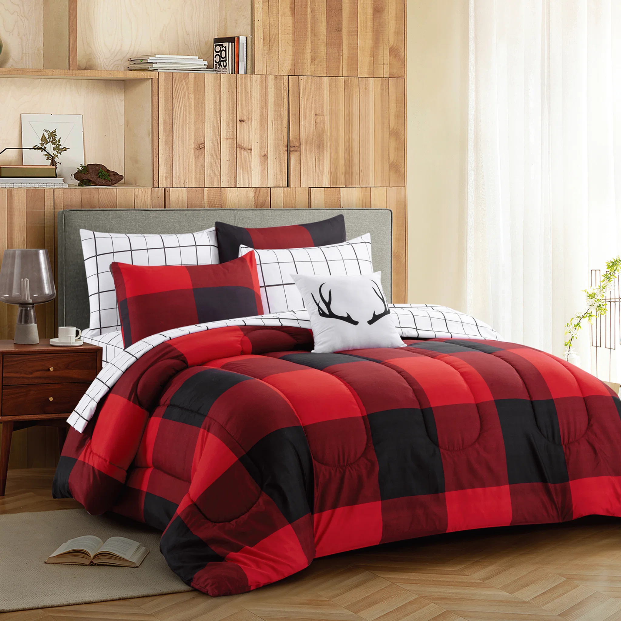 Comfortable Lodge Plaid Comforter Set – 8 Pieces King Artisan