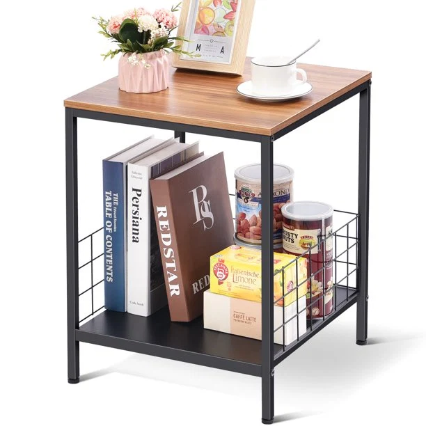 Organic KINGRACK End Tables with Storage Shelf Sofa Storage Side Table WK830644-1 Specialty