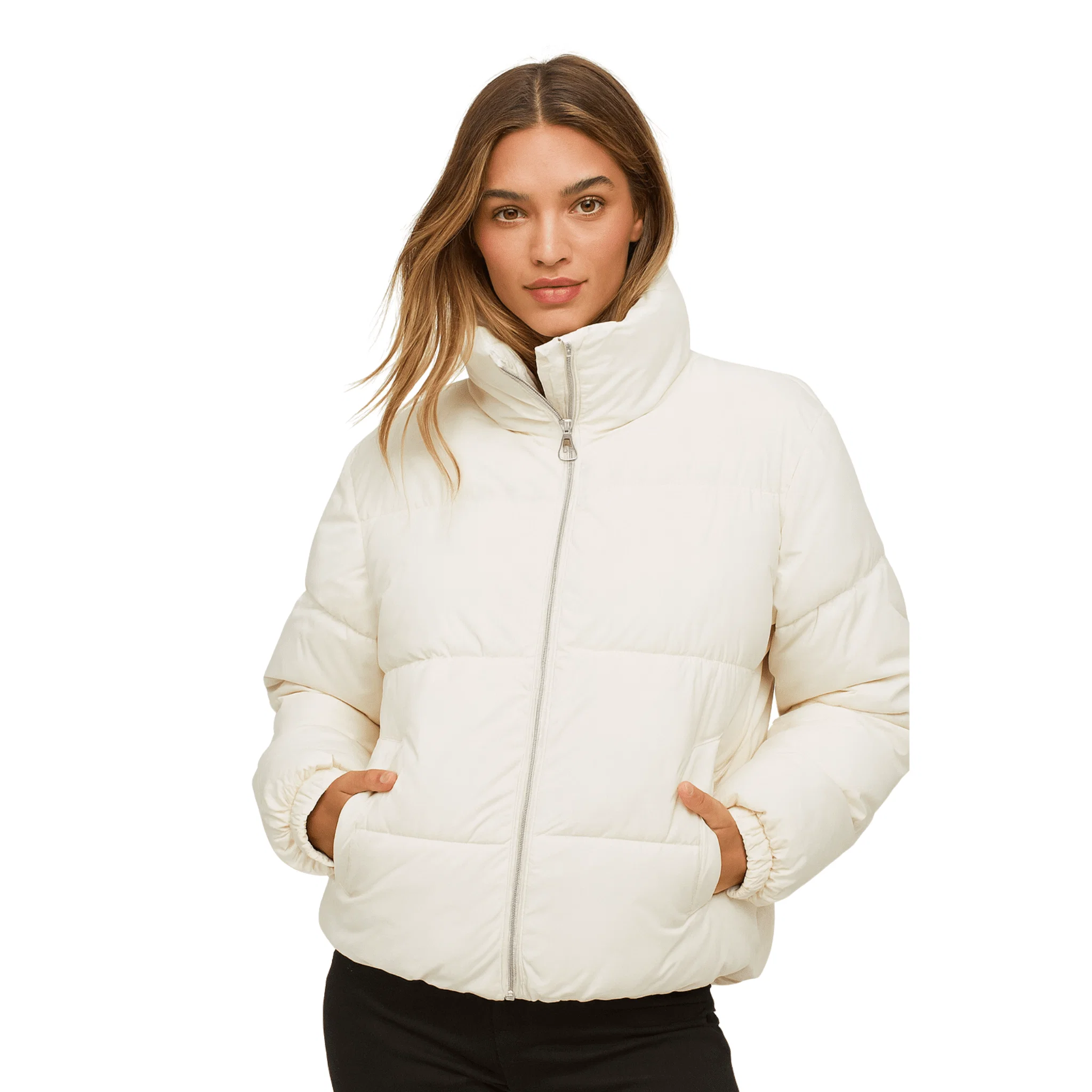 Exclusive White High-Neck Puffer Jacket Powerful