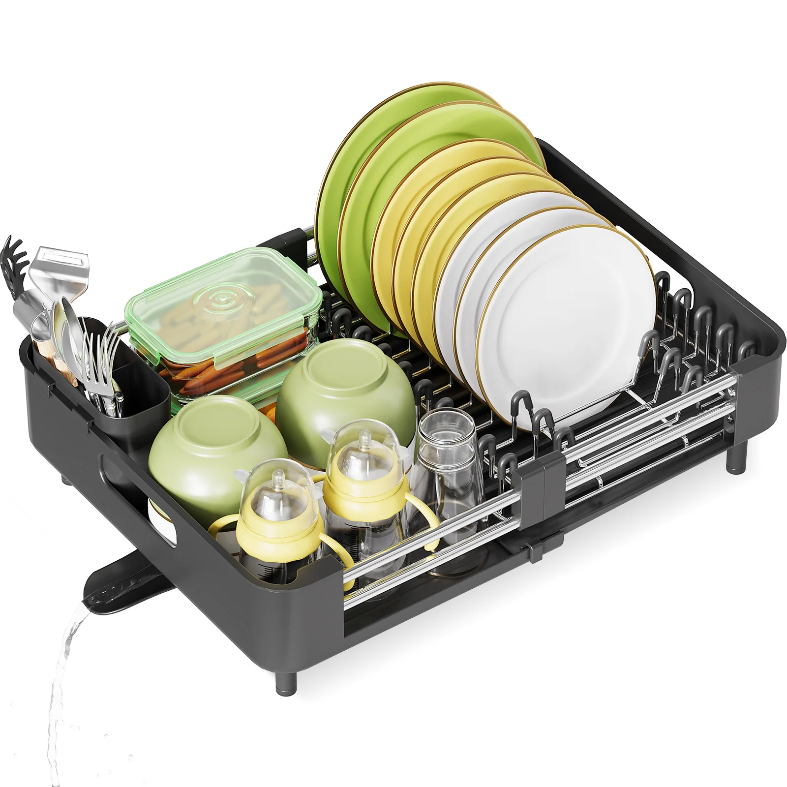Premium Material Dish Drying Rack Kingrack Extendable Dish Rack for Kitchen Counter Foldable Stainless Steel Space-Saving Dish Drainer Trusted