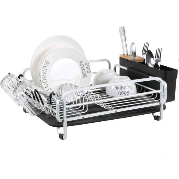 Enhanced Kingrack In Sink Dish Drainer Large Aluminum Dish Drying Rack With Removeable Utensil Holder WK111913 Next-Generation