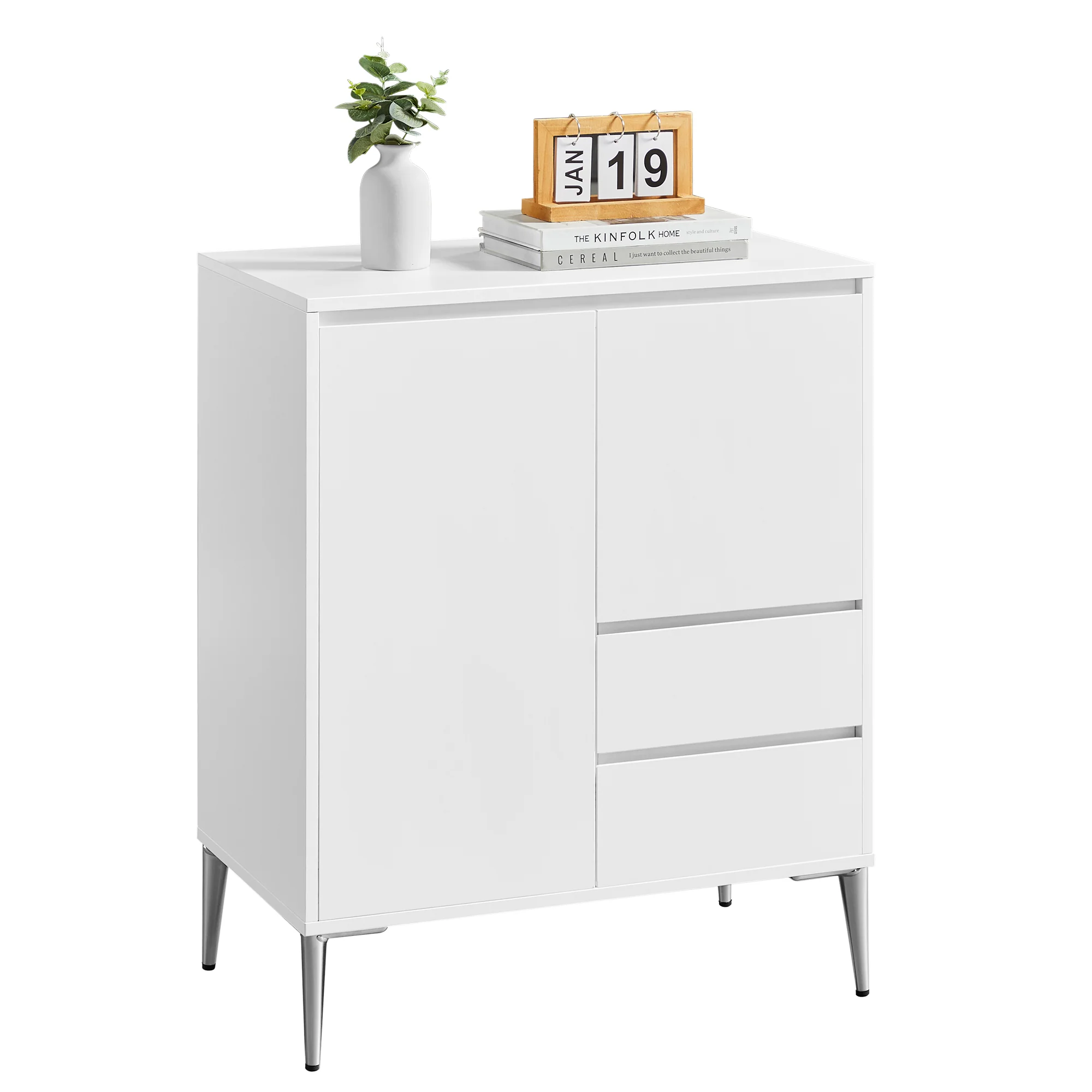 Sophisticated VASAGLE VASAGLE Sideboard Buffet Cabinet with 2 Drawers 2 Compartments with Doors and Height Adjustable Shelves Organic