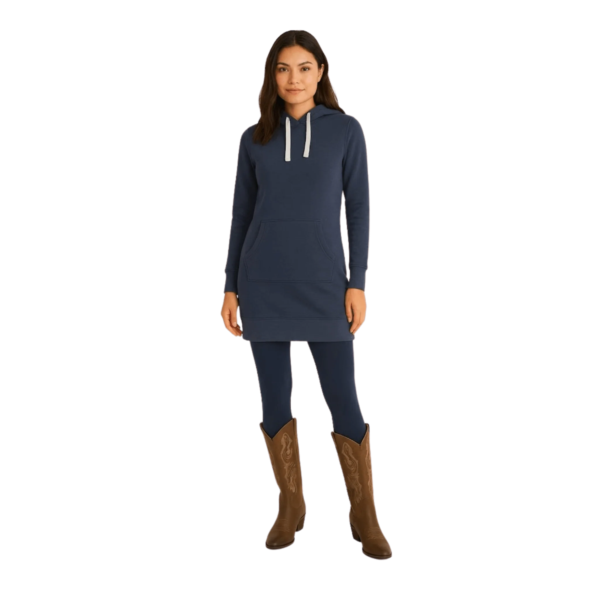 Original Design Hooded Sweatshirt Dress with Kangaroo Pocket Convenient