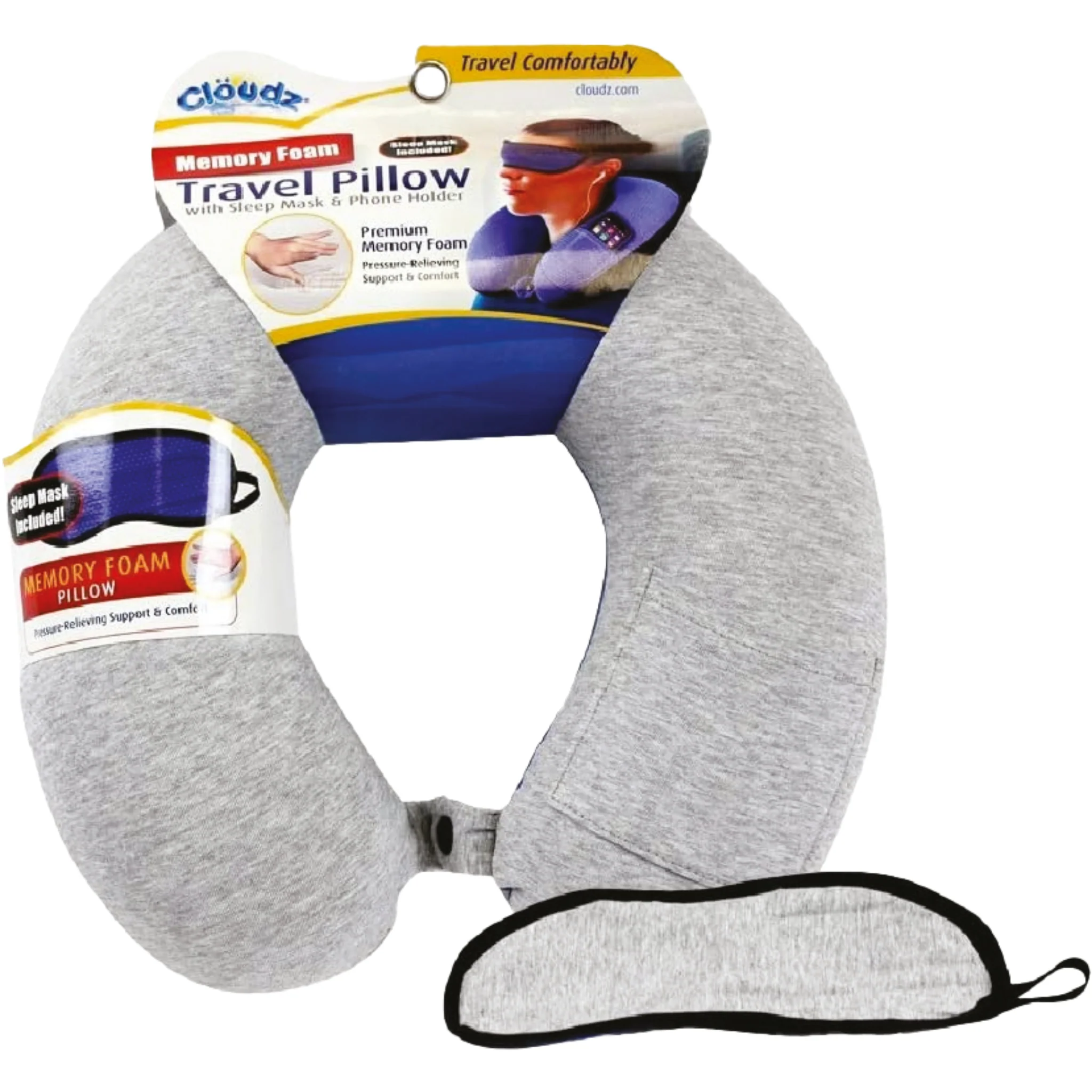 Pure Memory Foam Neck Pillow with Sleep Mask Green