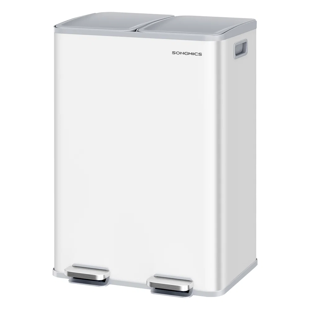 Innovative SONGMICS 30L x 2 Trash Bin Dual Pedal Soft-Close Stainless Steel 15 Liners Consistent