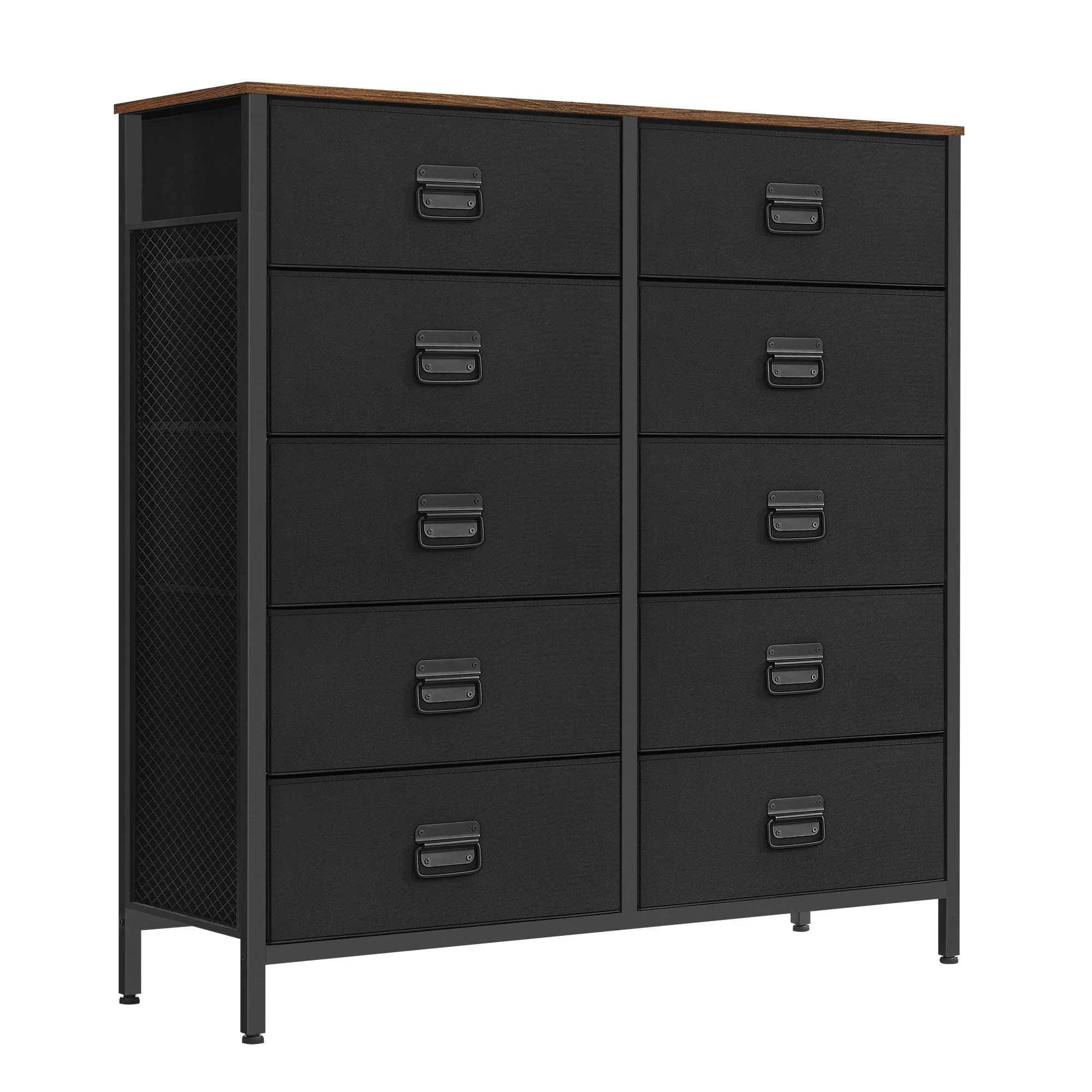 Sophisticated SONGMICS SONGMICS Dresser for Bedroom Fabric Dresser with 10 Drawers Storage Organizer Unit with Fabric Drawers Chest of Drawers Steel Frame for Living Room Entryway Rustic Brown and Black Functional