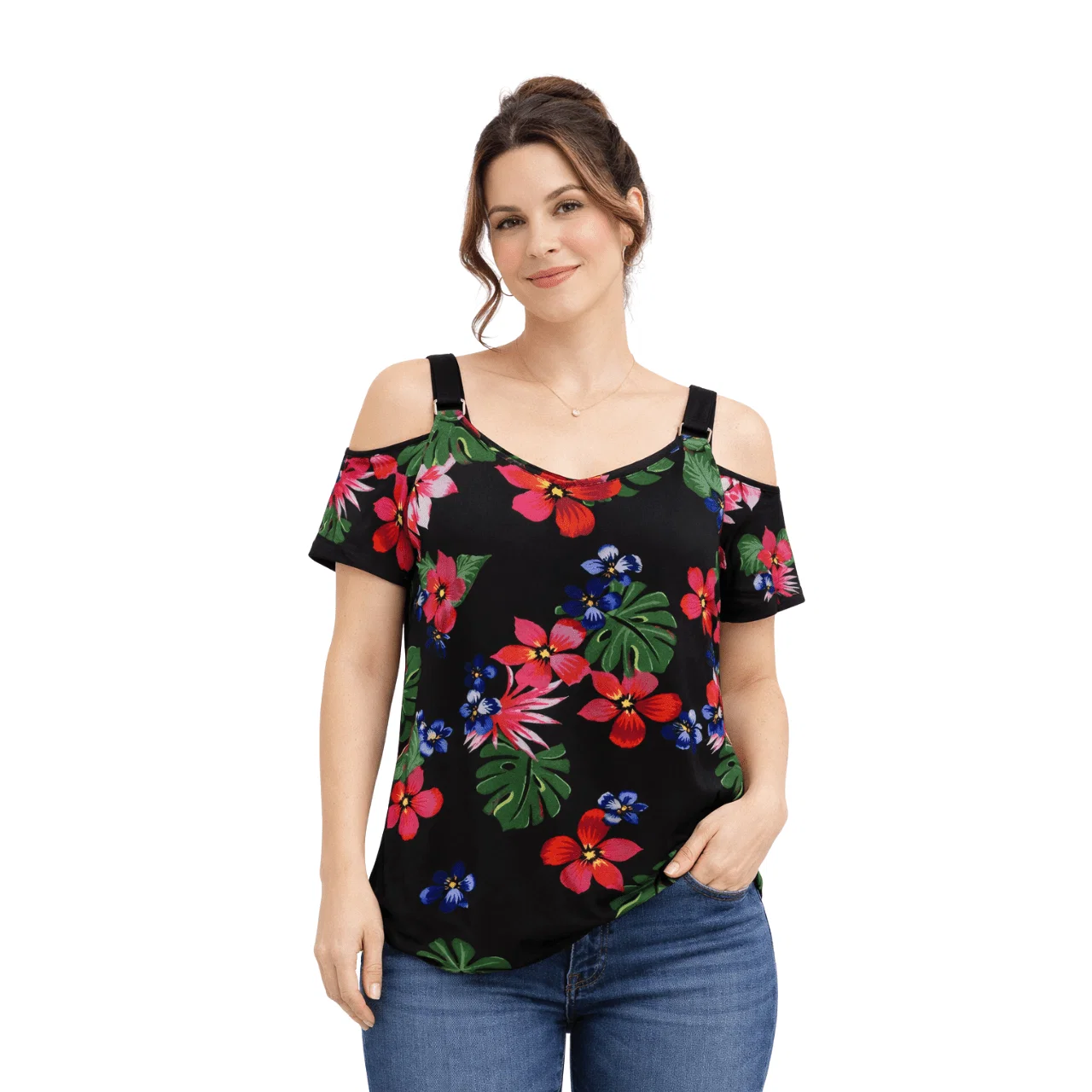 Excellent Cold Shoulder Blouse with Adjustable Straps Premium