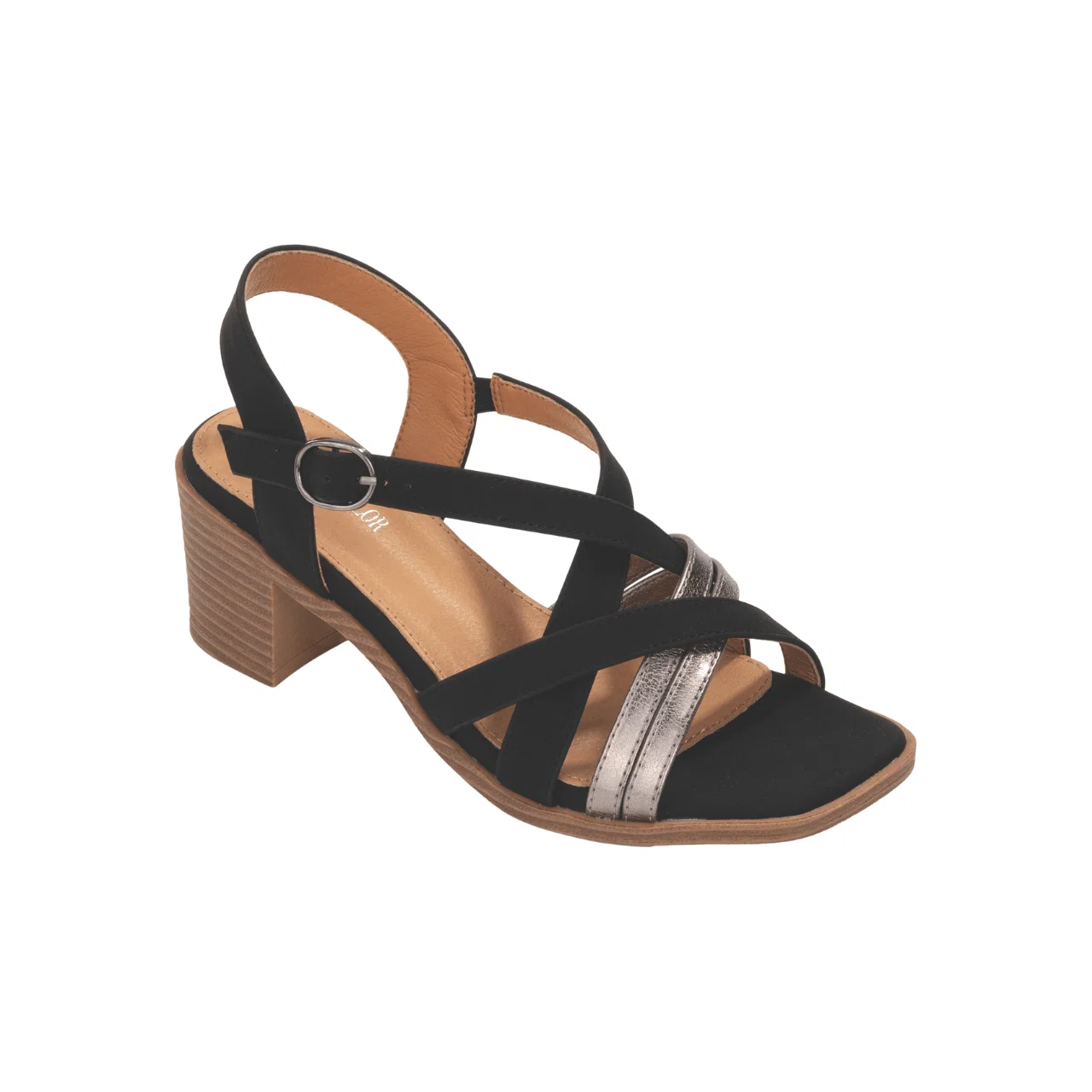 Versatile Strappy Block Heel Sandals with Metallic Detail Comfortable