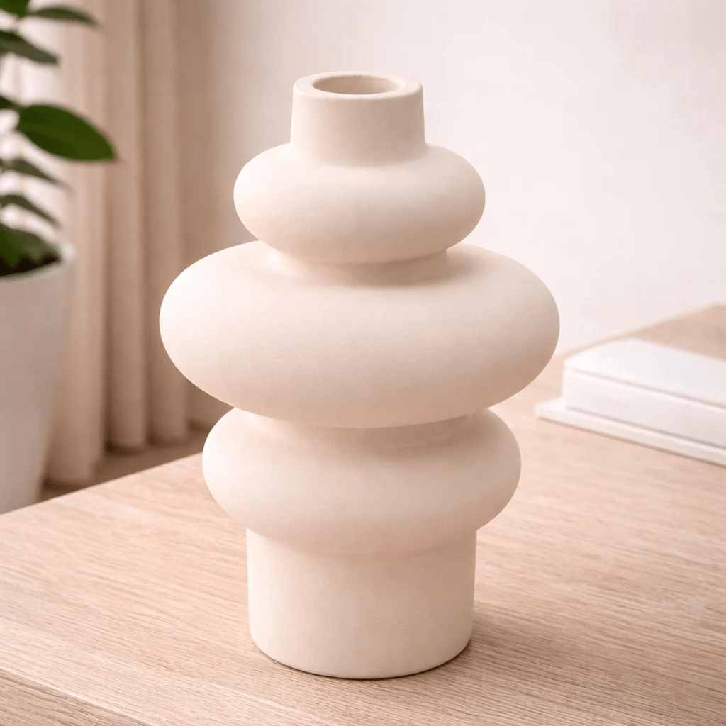 Elite White Ceramic Ripple Vase – 8 in Classic