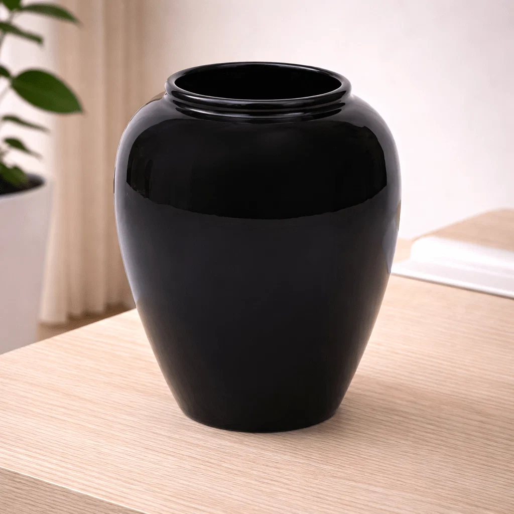 Smart Black Ceramic Urn Vase – 9 in Specialty