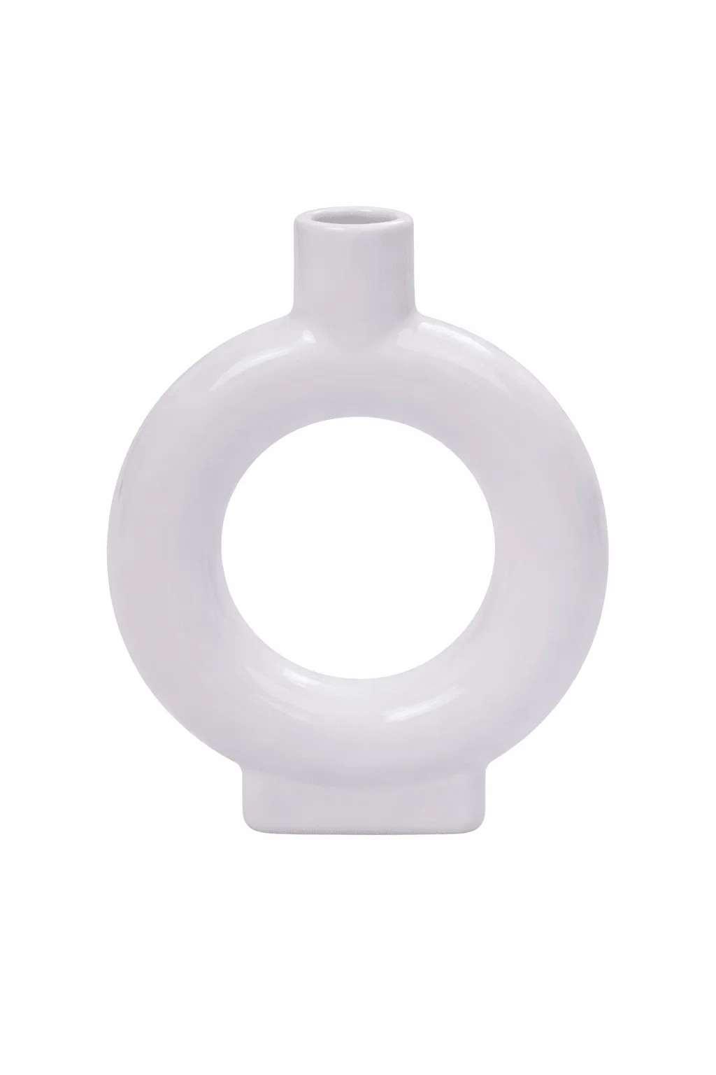 Responsible Donut Ceramic Vase – 9 in White Versatile