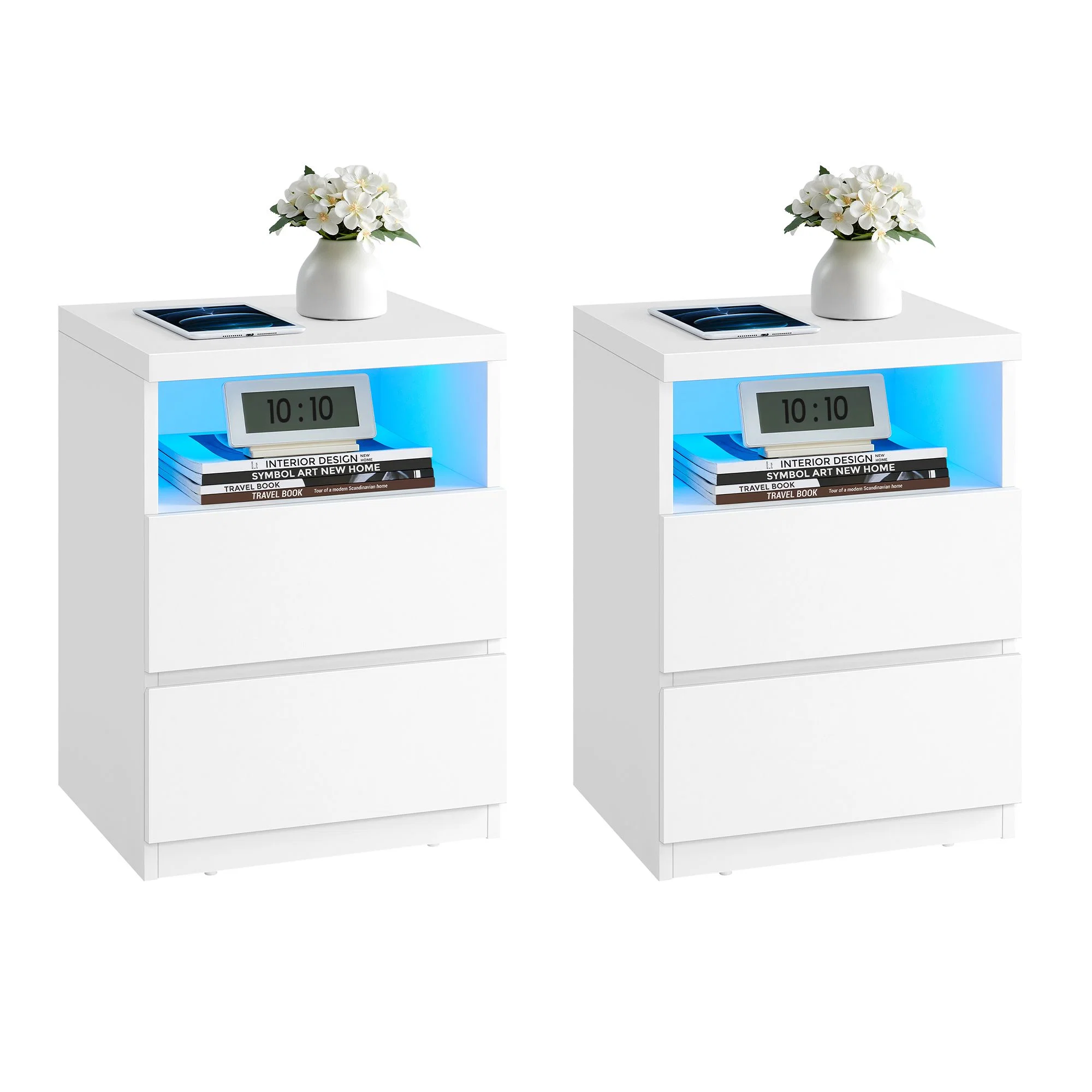 Original VASAGLE VASAGLE Set of 2 Nightstands with Adjustable LED Lights Powerful