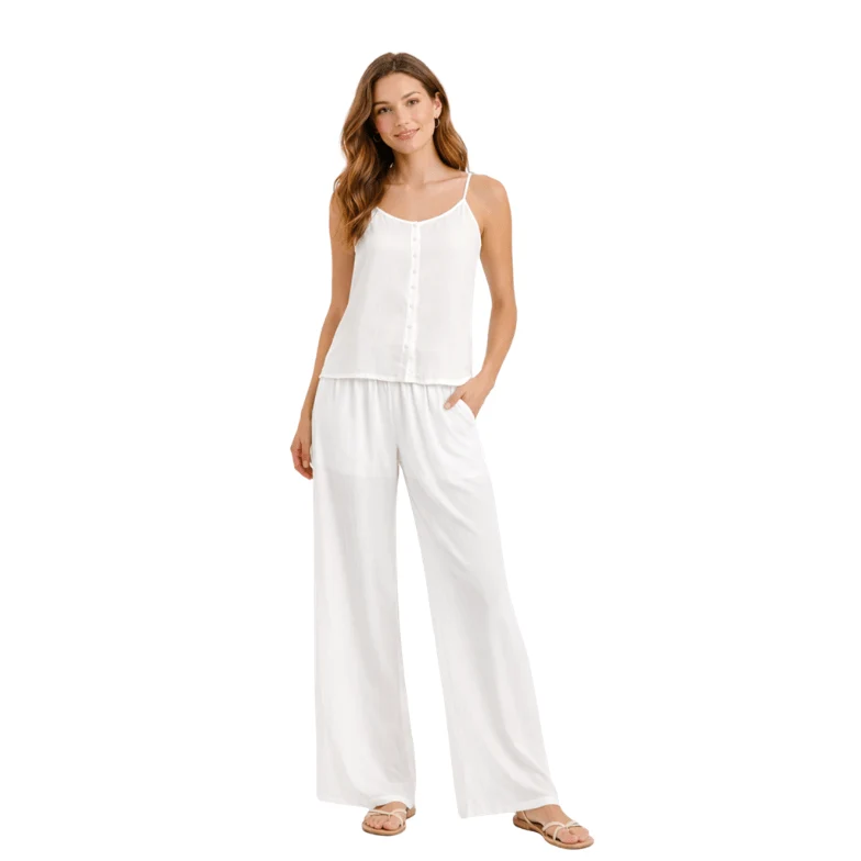 Fast JOUJOU Rayon 2-Piece Palazzo Set with Adjustable Strap Cami Carefully Designed