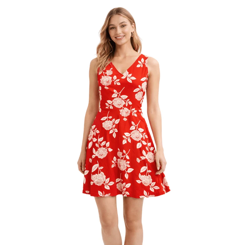 Convenient Maria Peach Skin Sleeveless Dress with Surplice Neckline Enhanced