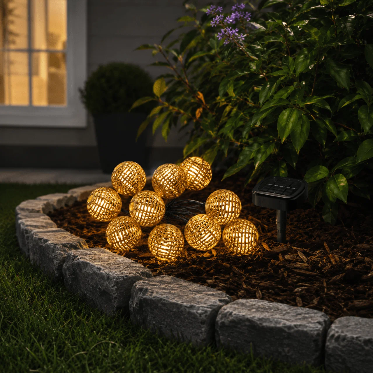 Functional Outdoor Solar String Lights – 2 m Warm White Decorative Globe Lights Premium Material