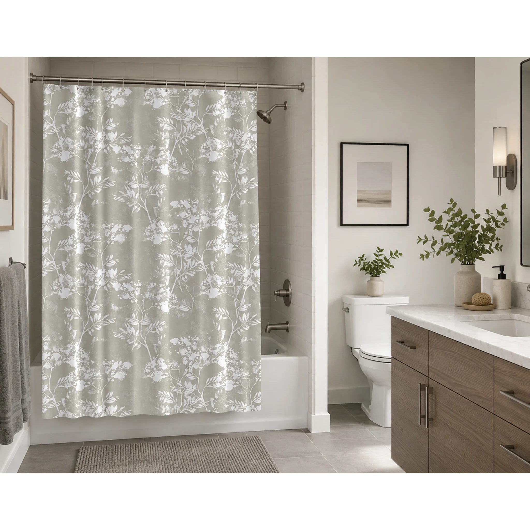 Long-Lasting Printed Shower Curtain 70 x 72 in – Assorted Botanical Designs Relaxed