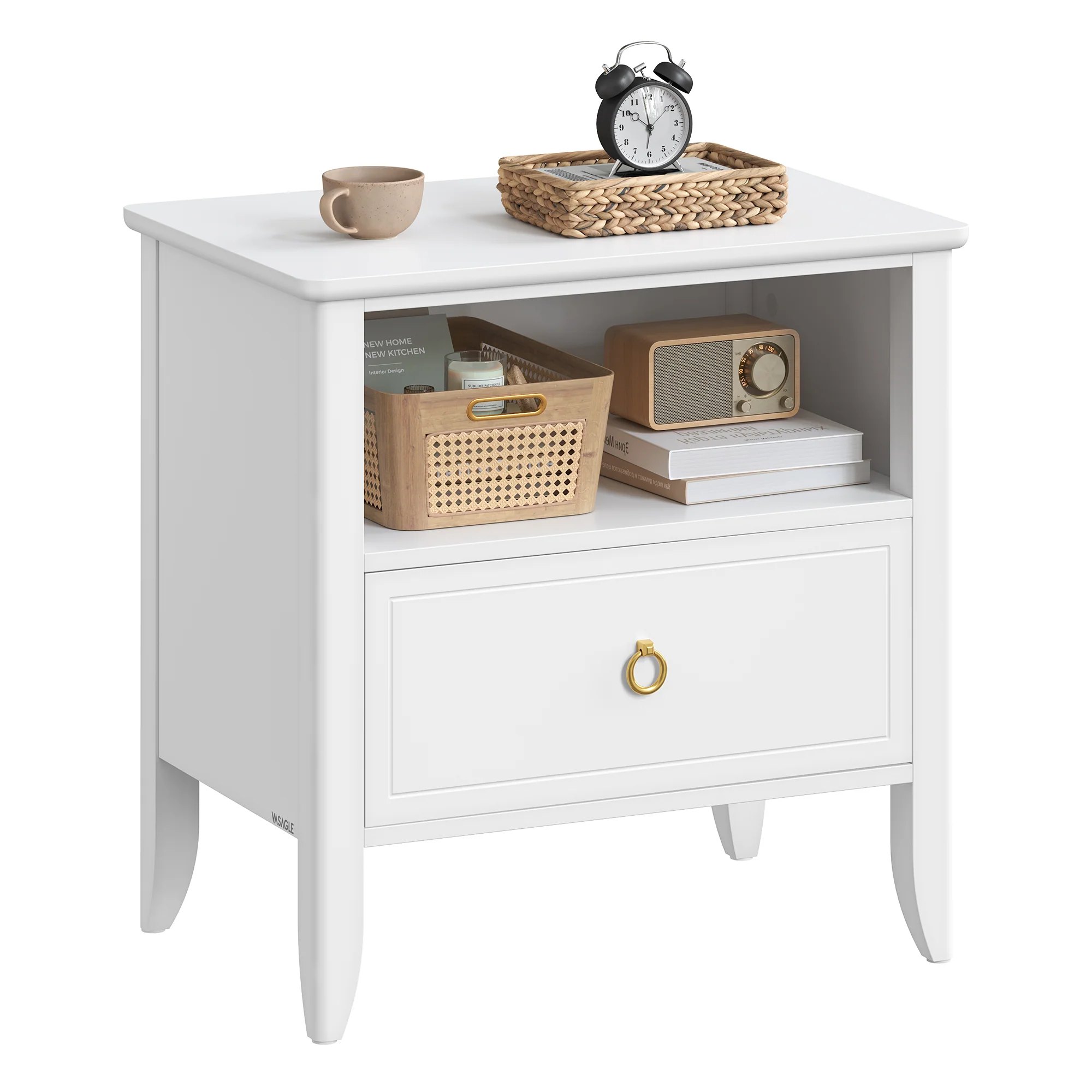 Easy-to-Use VASAGLE VASAGLE Nightstand Bedside Table Side End Table with Drawer and Open Shelf Elegant