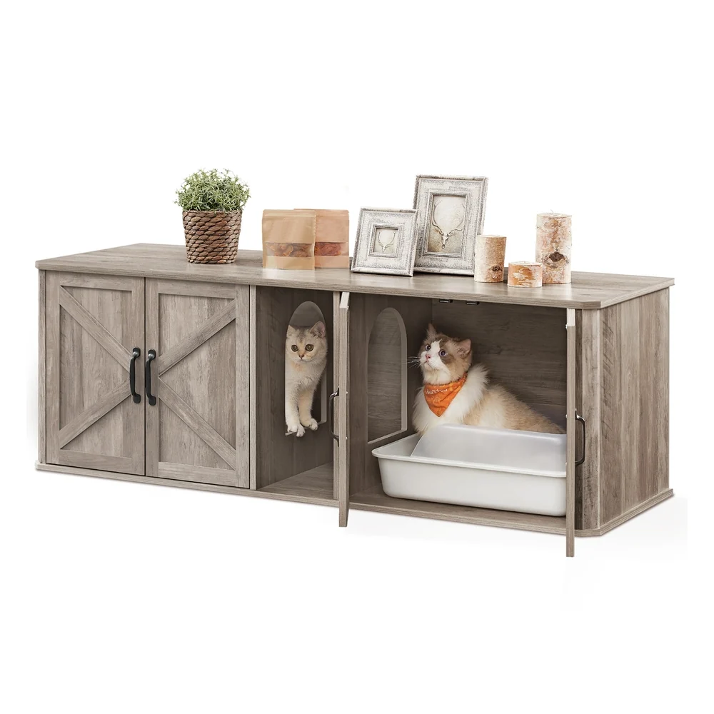 Dependable Feandrea Double Cat Litter Box Enclosure for 2 Cats Crafted